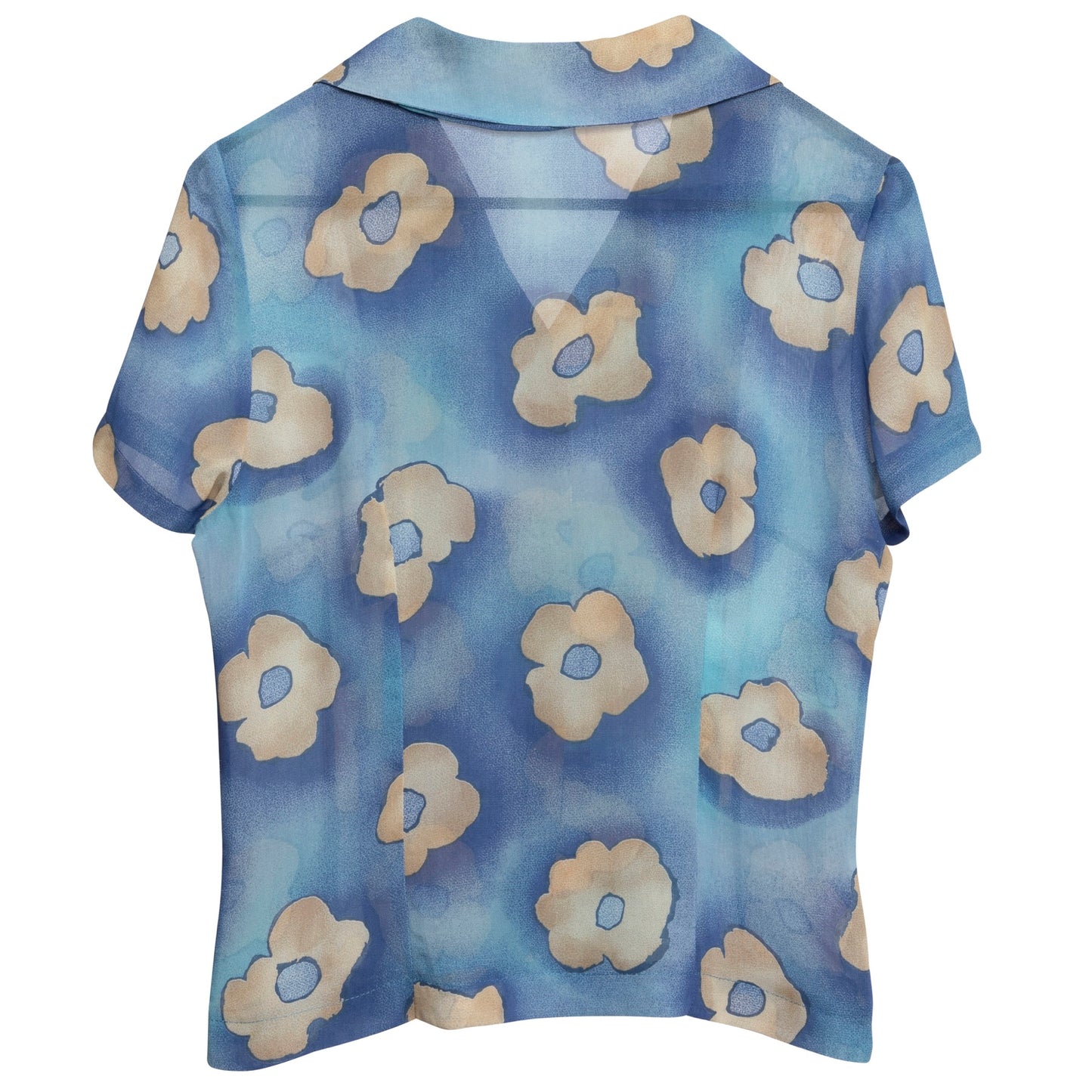 70s Floral Crepe Viscose T Blouse