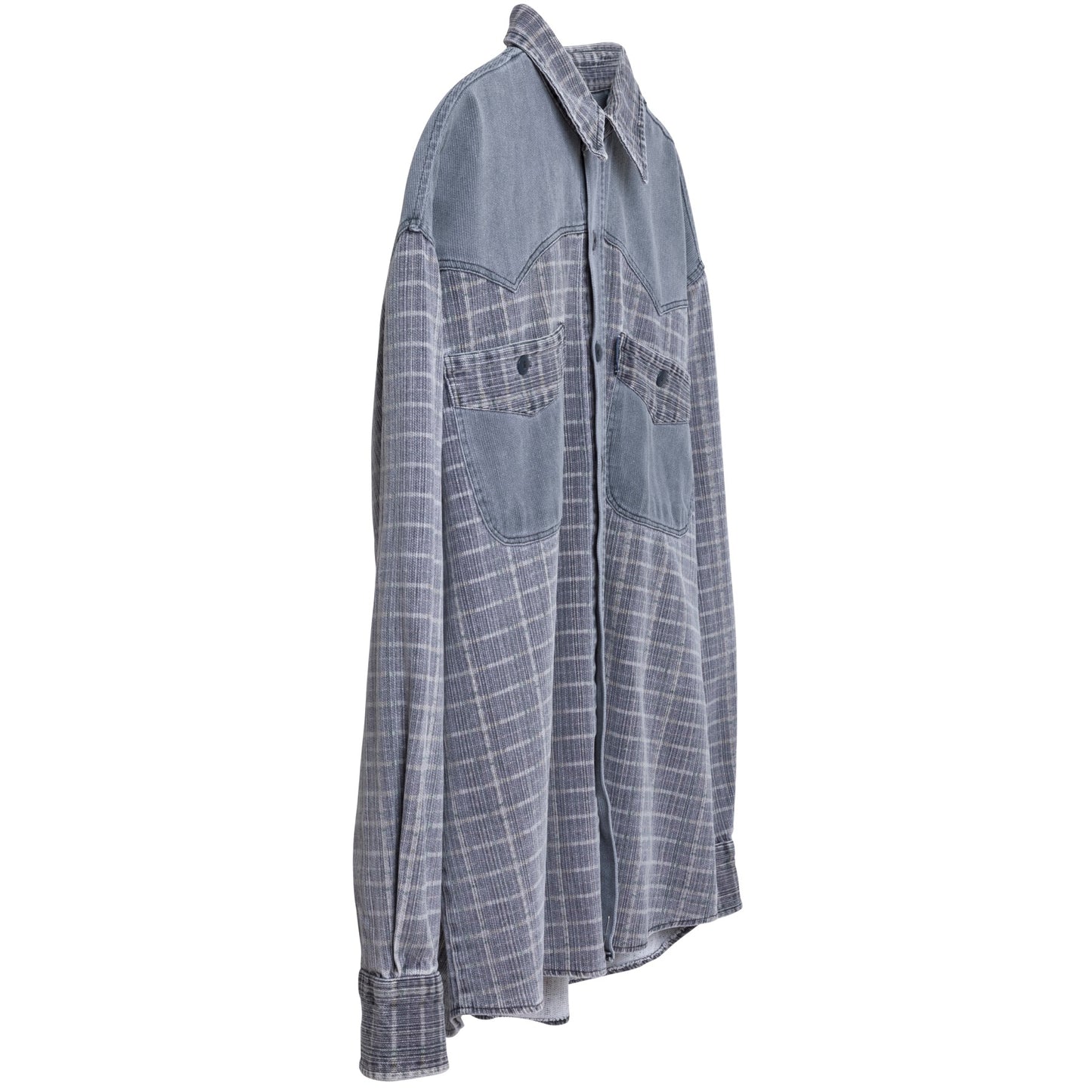 Denim Broken Twill Weave Western Shirt