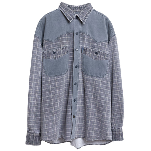 Denim Broken Twill Weave Western Shirt