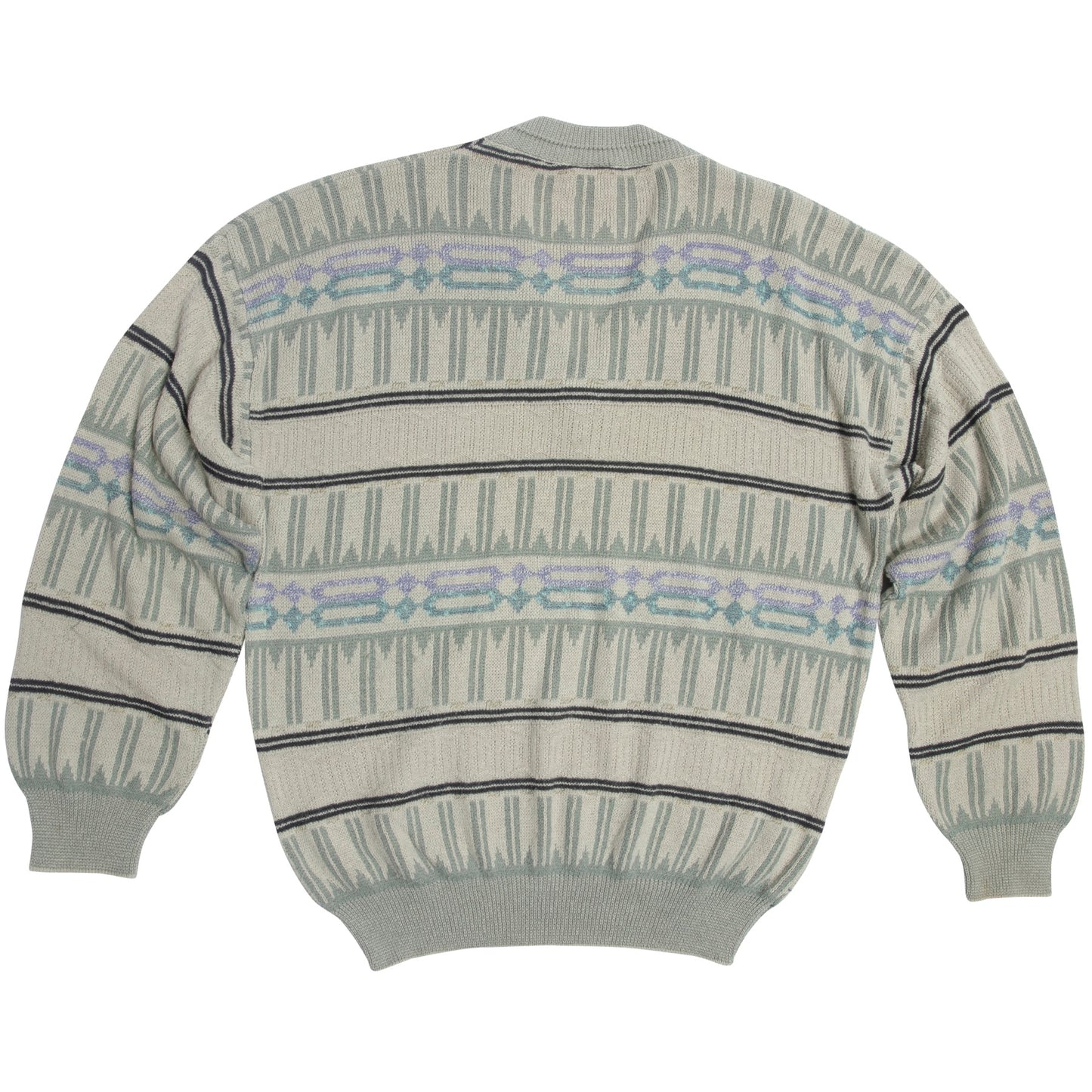 Memphis Jacquard Tuck Stitch V Neck Jumper
