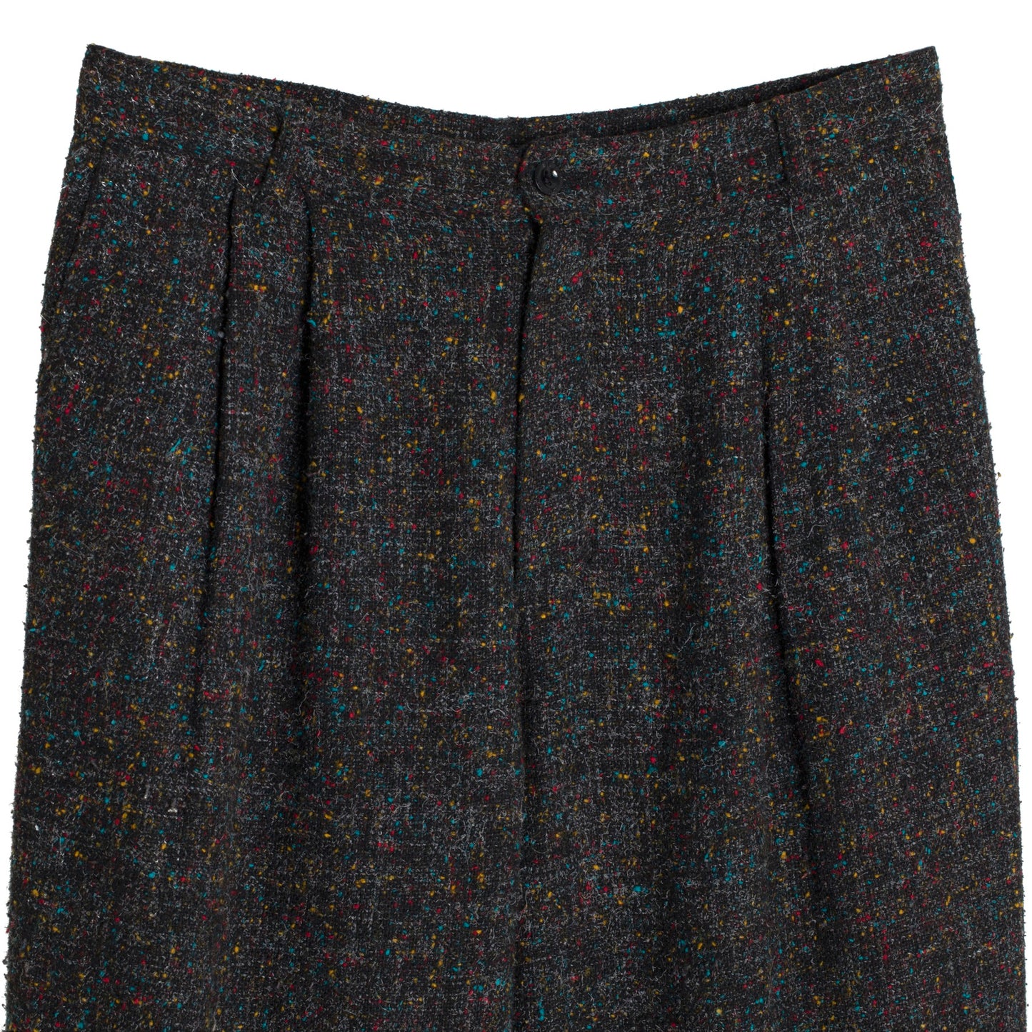 Bouclé Tweed, Structured Pleats, Relaxed Taper, Cropped