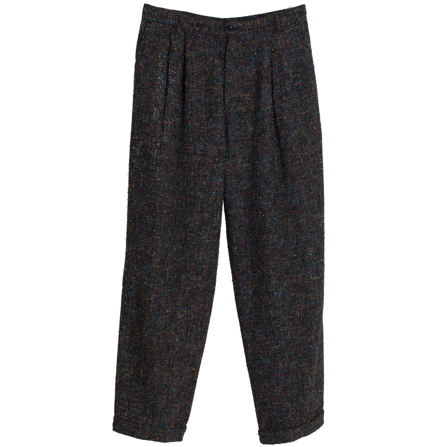 Bouclé Tweed, Structured Pleats, Relaxed Taper, Cropped