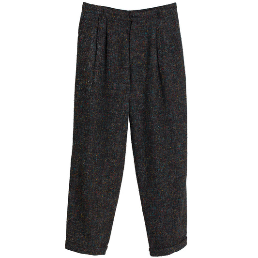 Bouclé Tweed, Structured Pleats, Relaxed Taper, Cropped