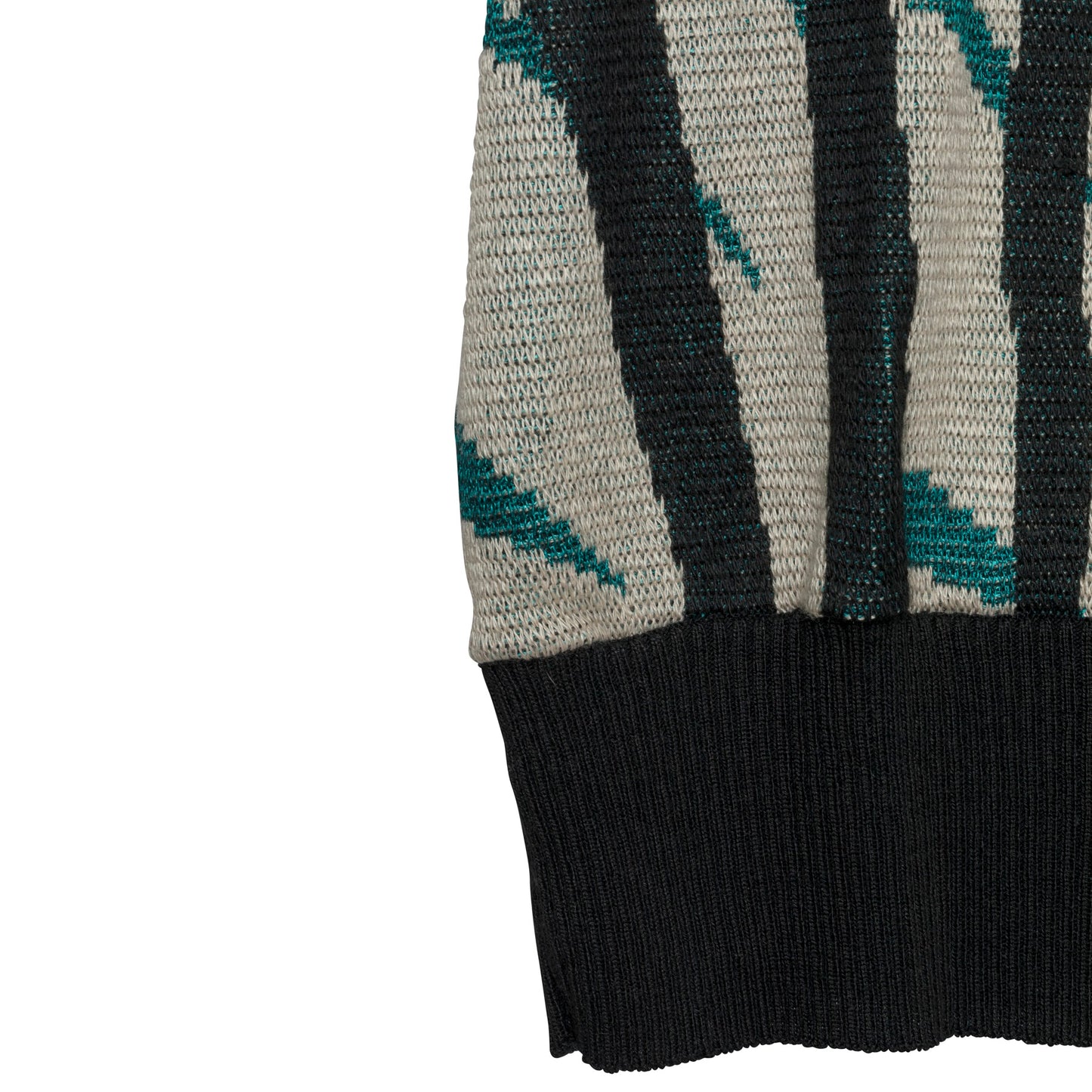 Jacquard Interlock Knit Viscose Linen Blend Dolman T Sweater