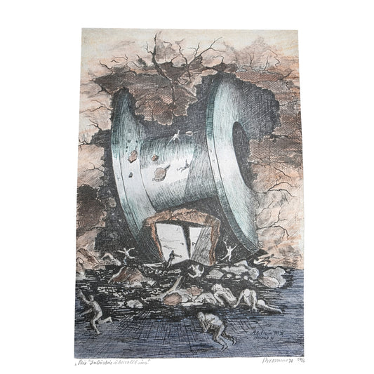 Intaglio Print, “Die Industrie überrollt uns”, Signed and Numbered Edition, 1979