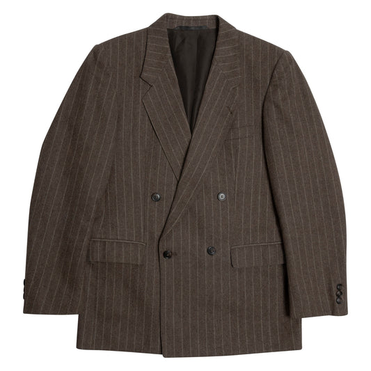 Pinstripe Tweed Double Breasted Tailored Jacket