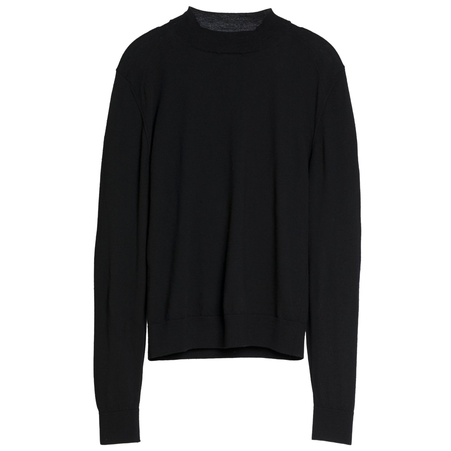 Jersey Stitch Wool Mock Neck Pullover Sweater