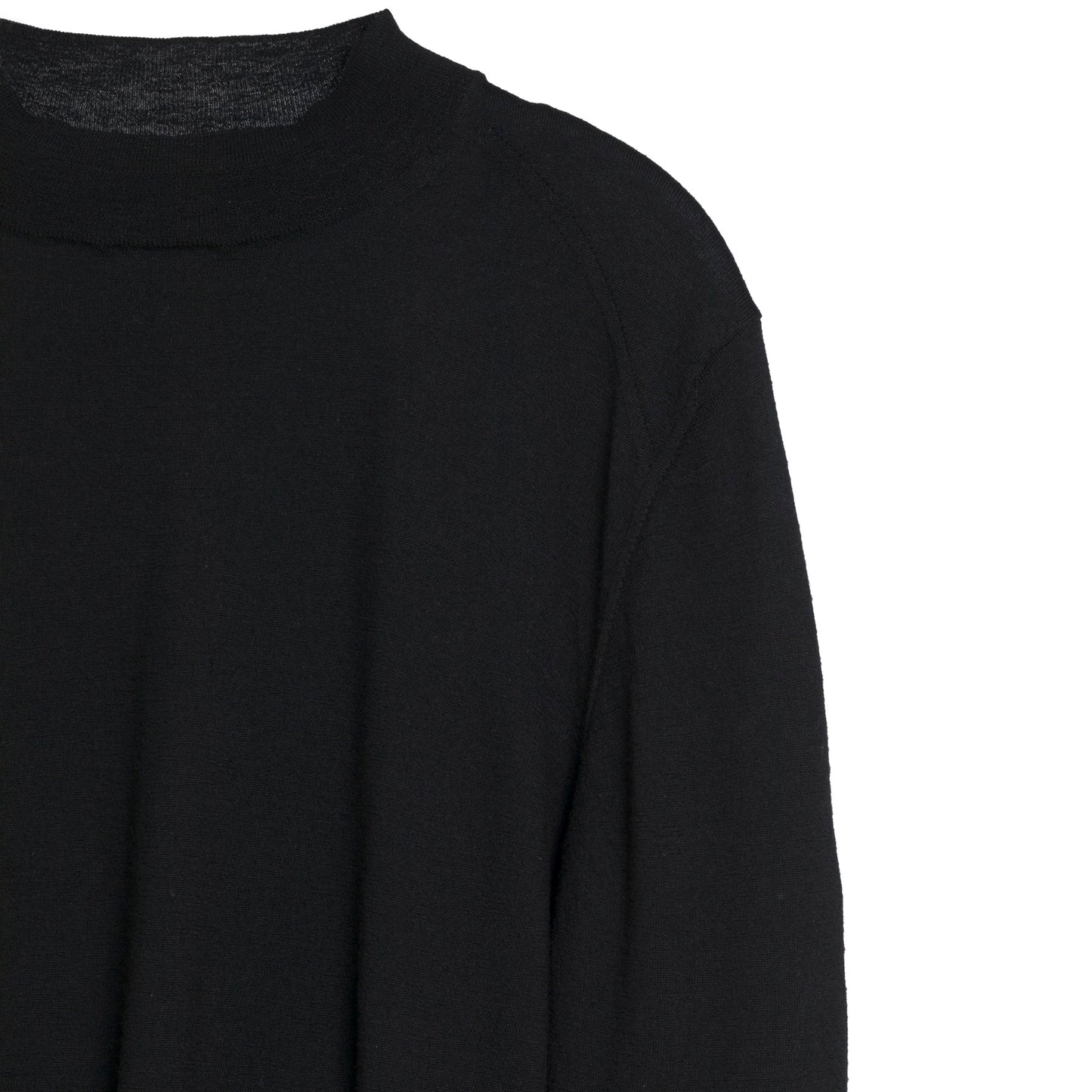Jersey Stitch Wool Mock Neck Pullover Sweater