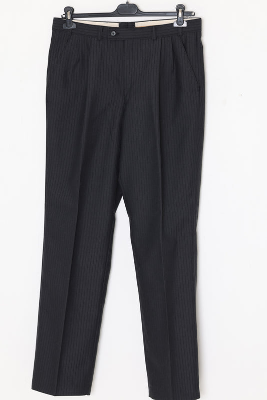1980–1995, wool-blend tailored trousers, vertical stripe weave
