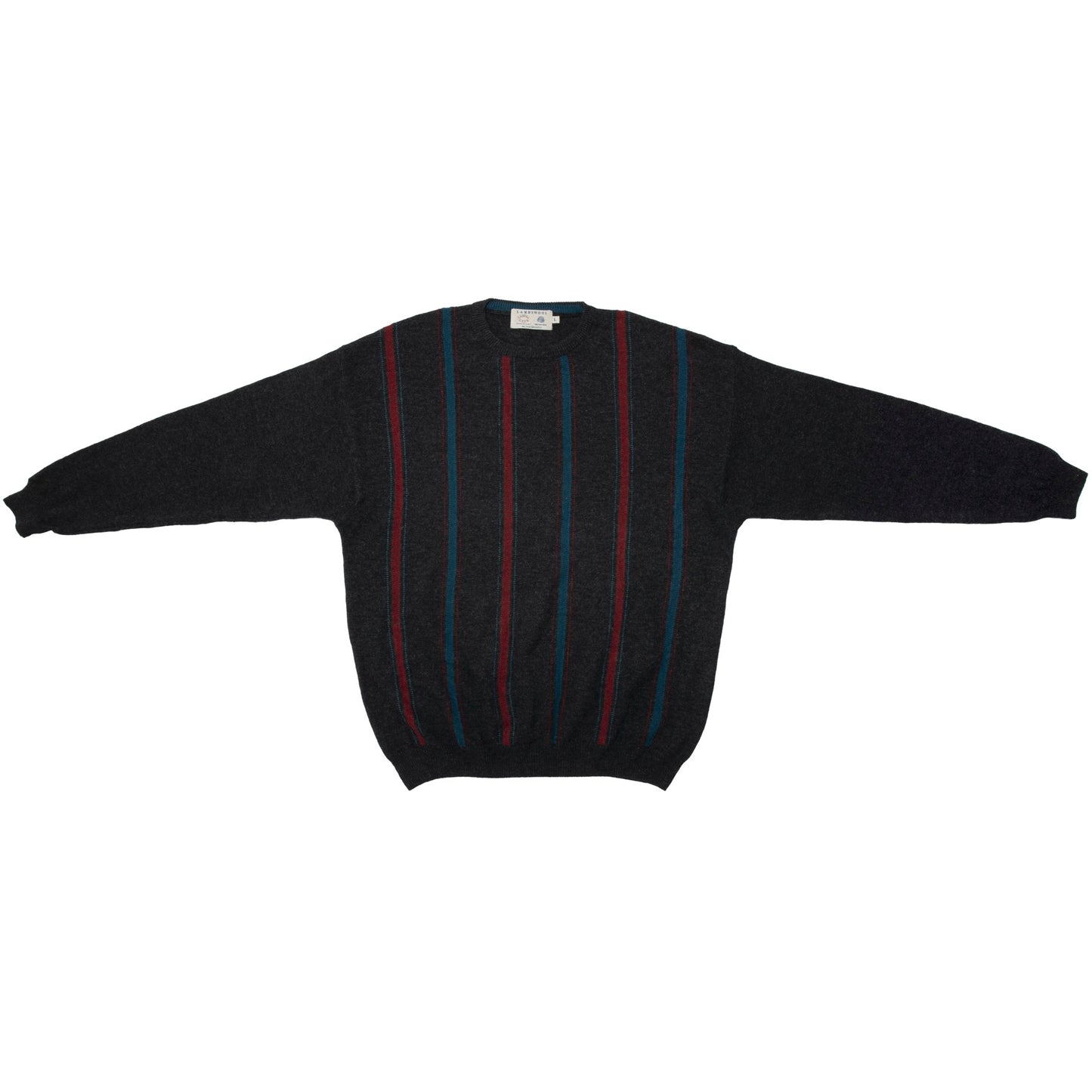 70s Intarsia Stripe Lambswool Knit Pullover
