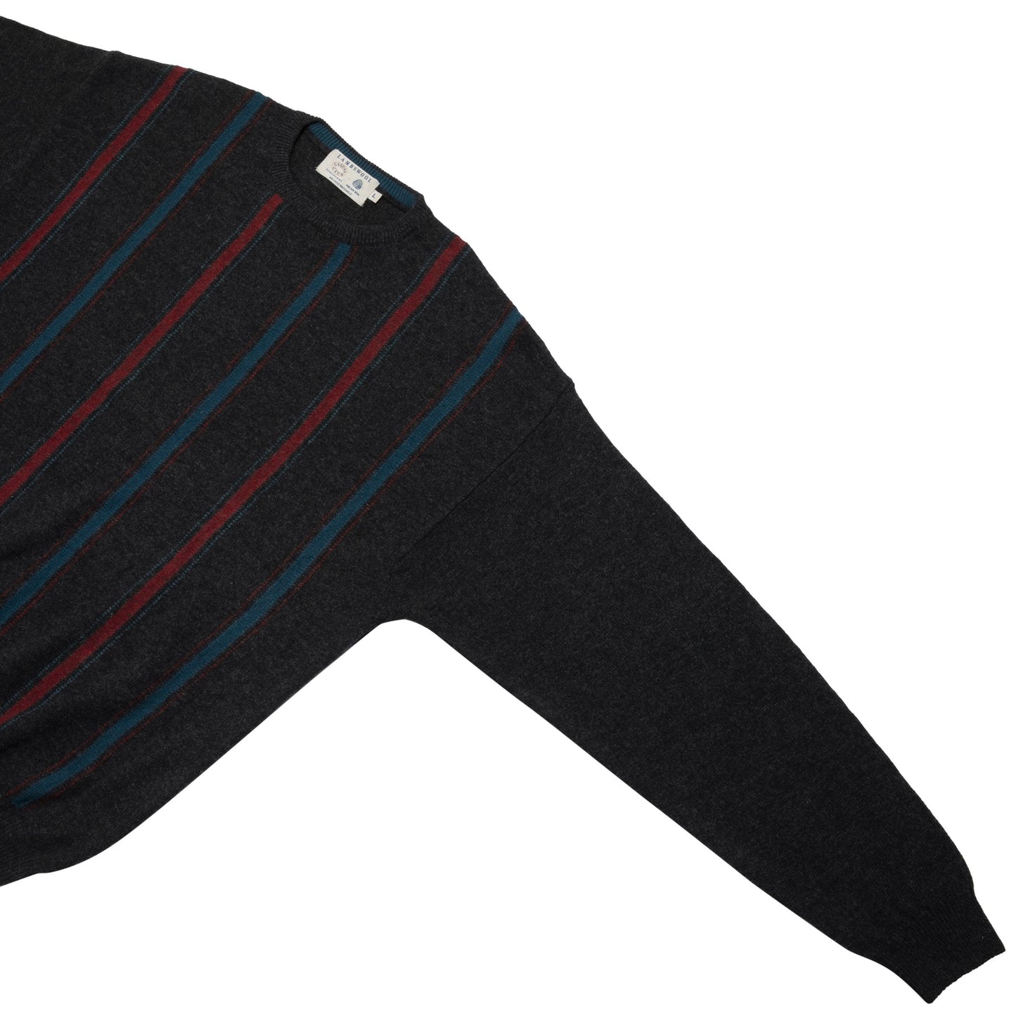 70s Intarsia Stripe Lambswool Knit Pullover