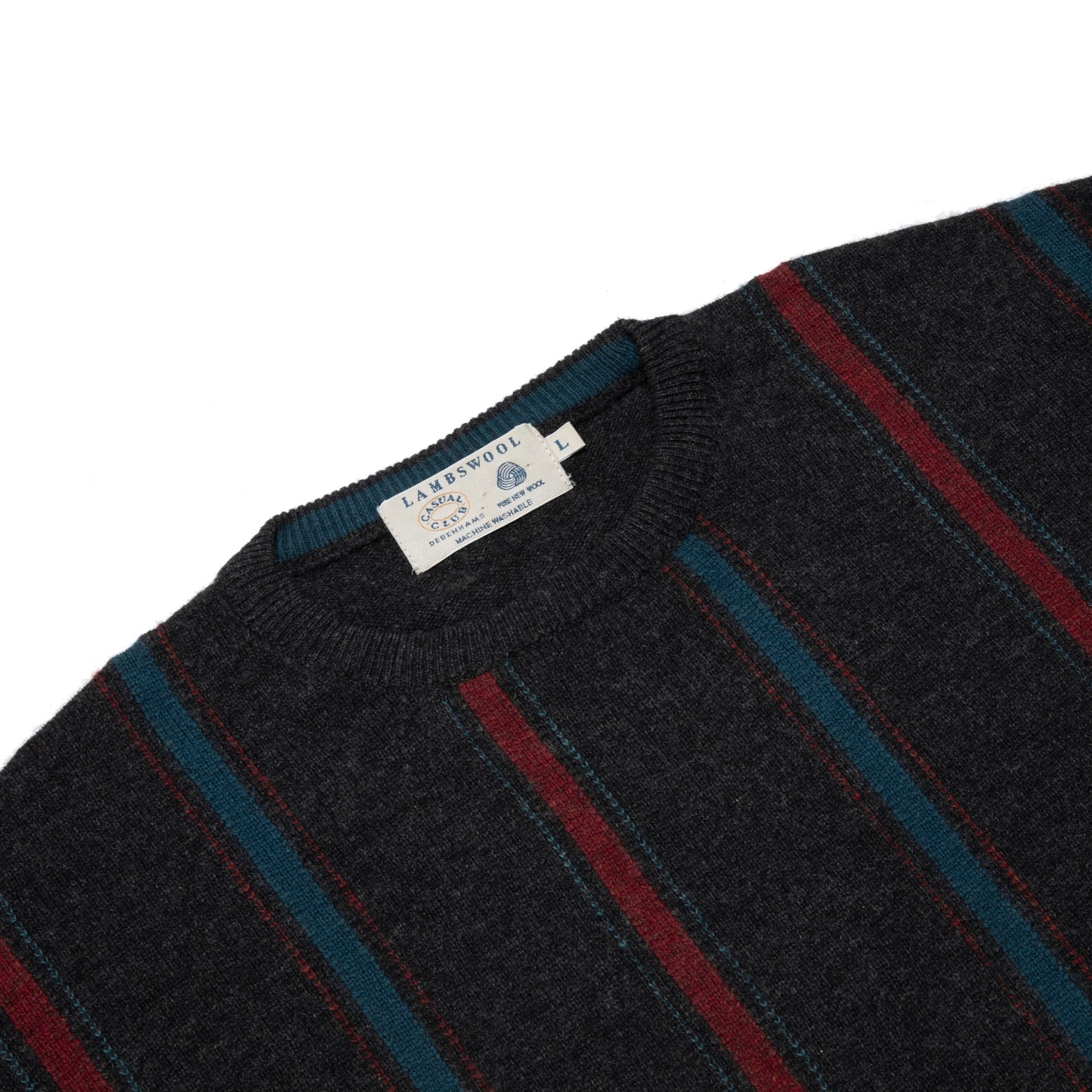 70s Intarsia Stripe Lambswool Knit Pullover