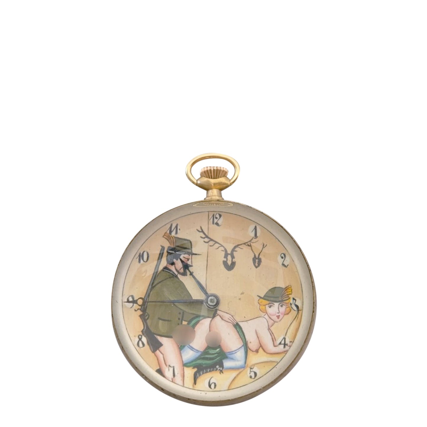 Erotic Automaton Pocket Watch, Novelty, Early 20th Century