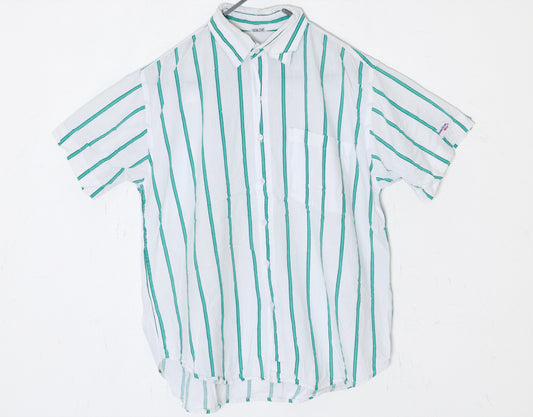 Early 1990s, Resort Shirt, Mint Pencil Stripe, “American Way” insignia