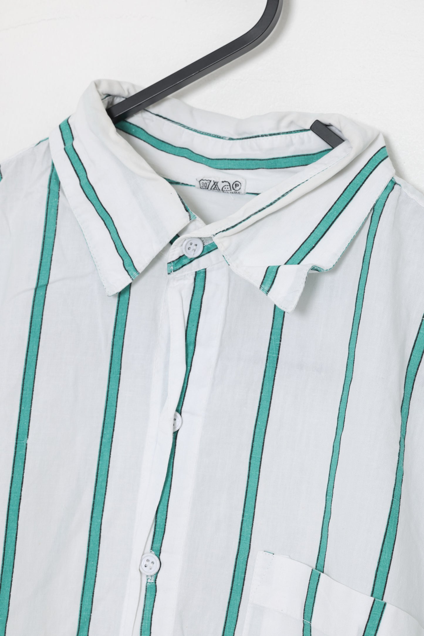 Early 1990s, Resort Shirt, Mint Pencil Stripe, “American Way” insignia