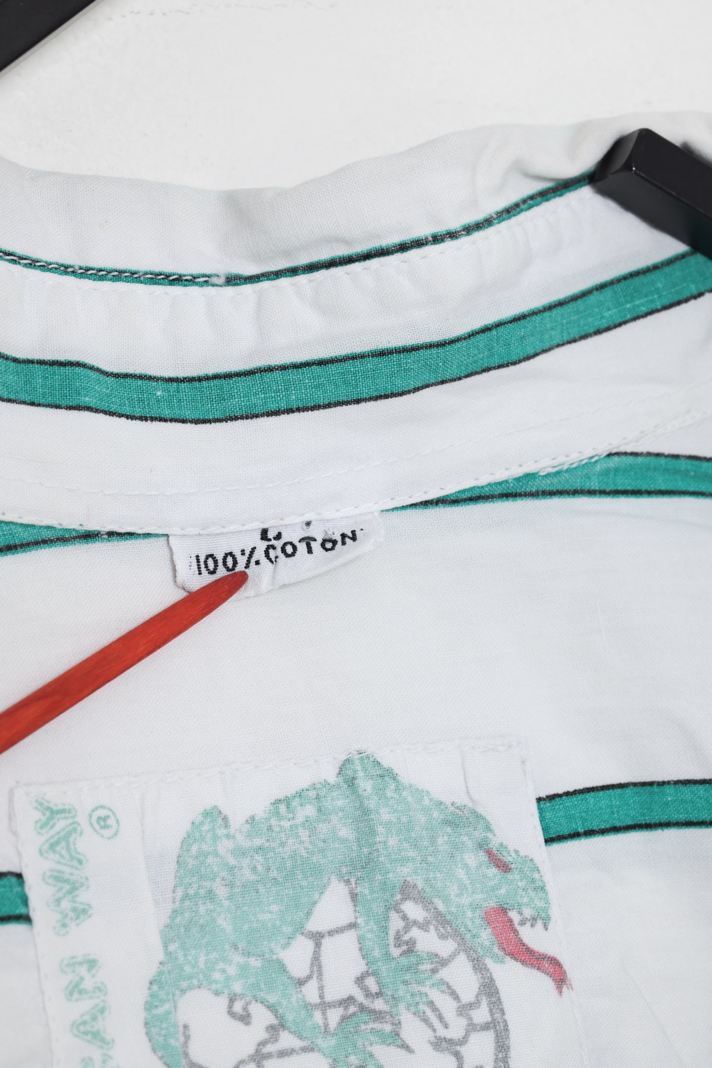 Early 1990s, Resort Shirt, Mint Pencil Stripe, “American Way” insignia