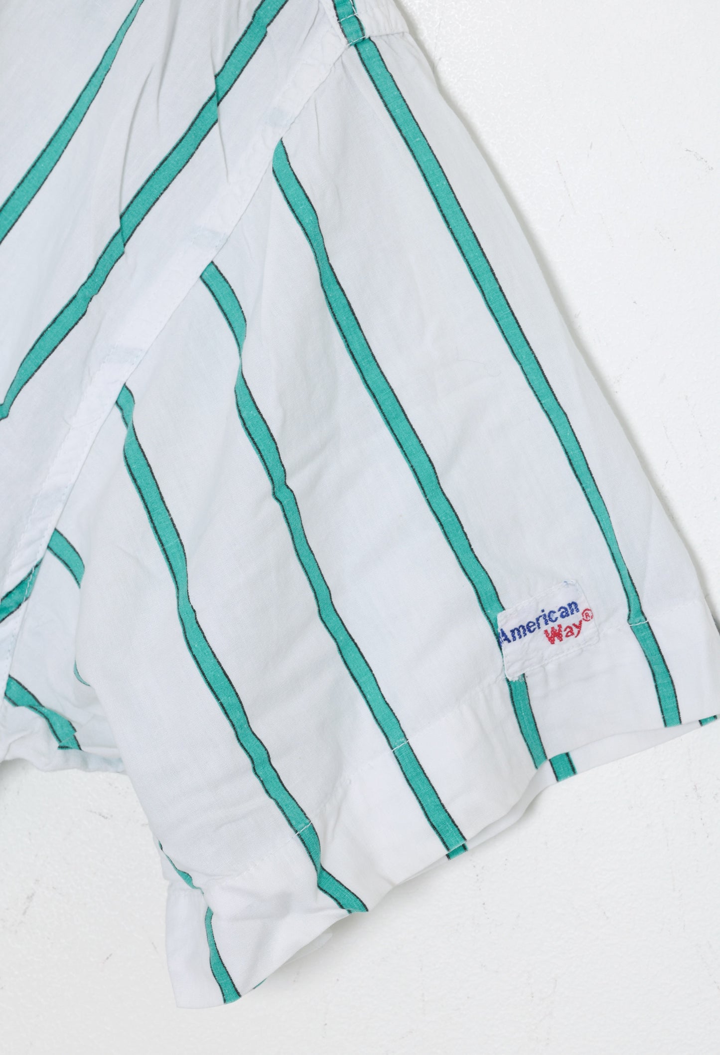 Early 1990s, Resort Shirt, Mint Pencil Stripe, “American Way” insignia