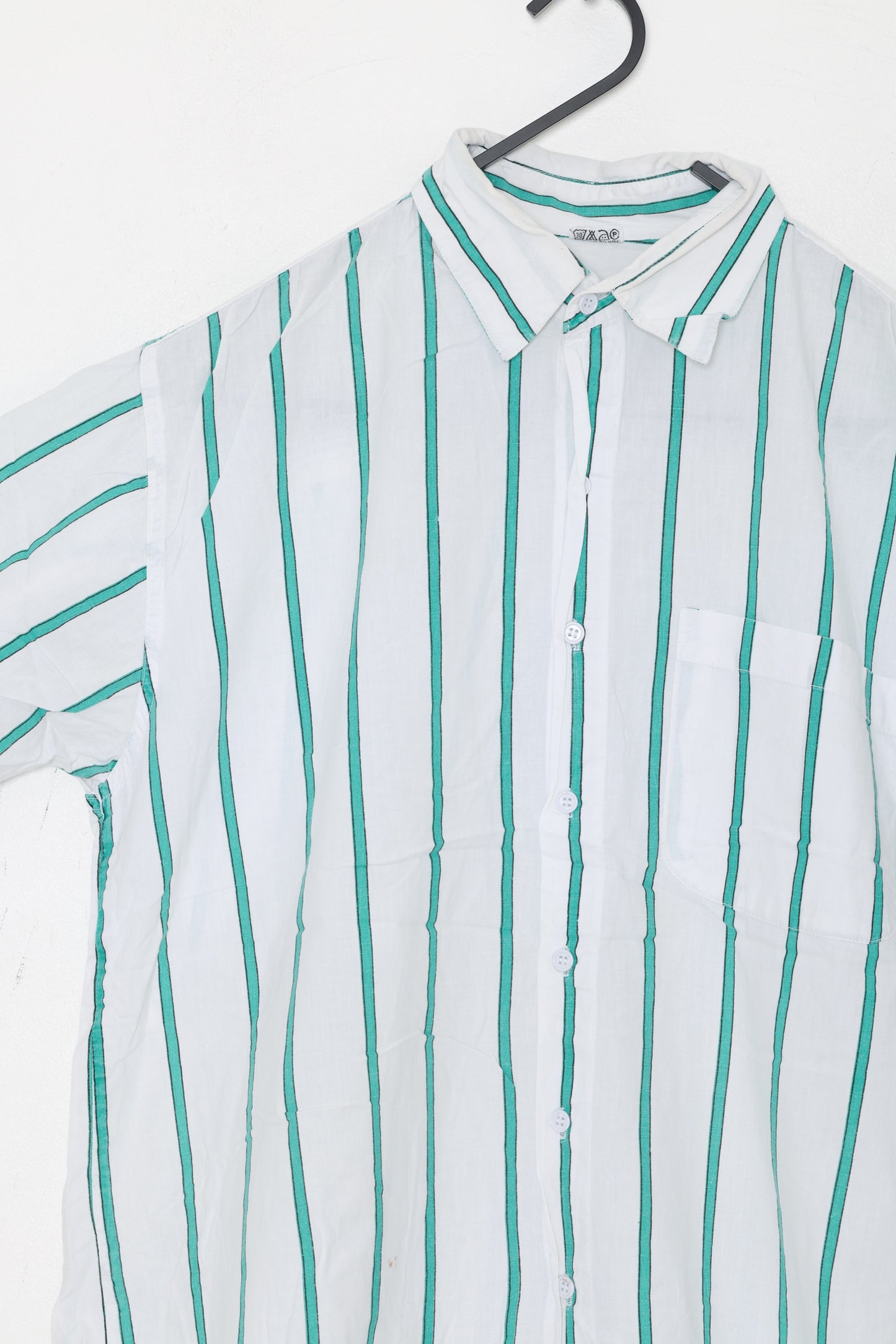 Early 1990s, Resort Shirt, Mint Pencil Stripe, “American Way” insignia