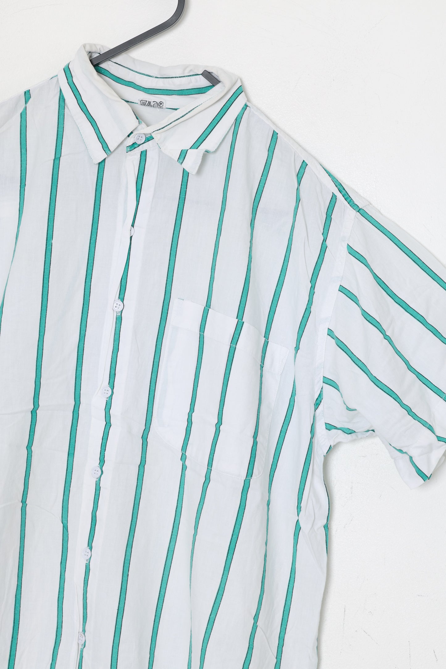 Early 1990s, Resort Shirt, Mint Pencil Stripe, “American Way” insignia