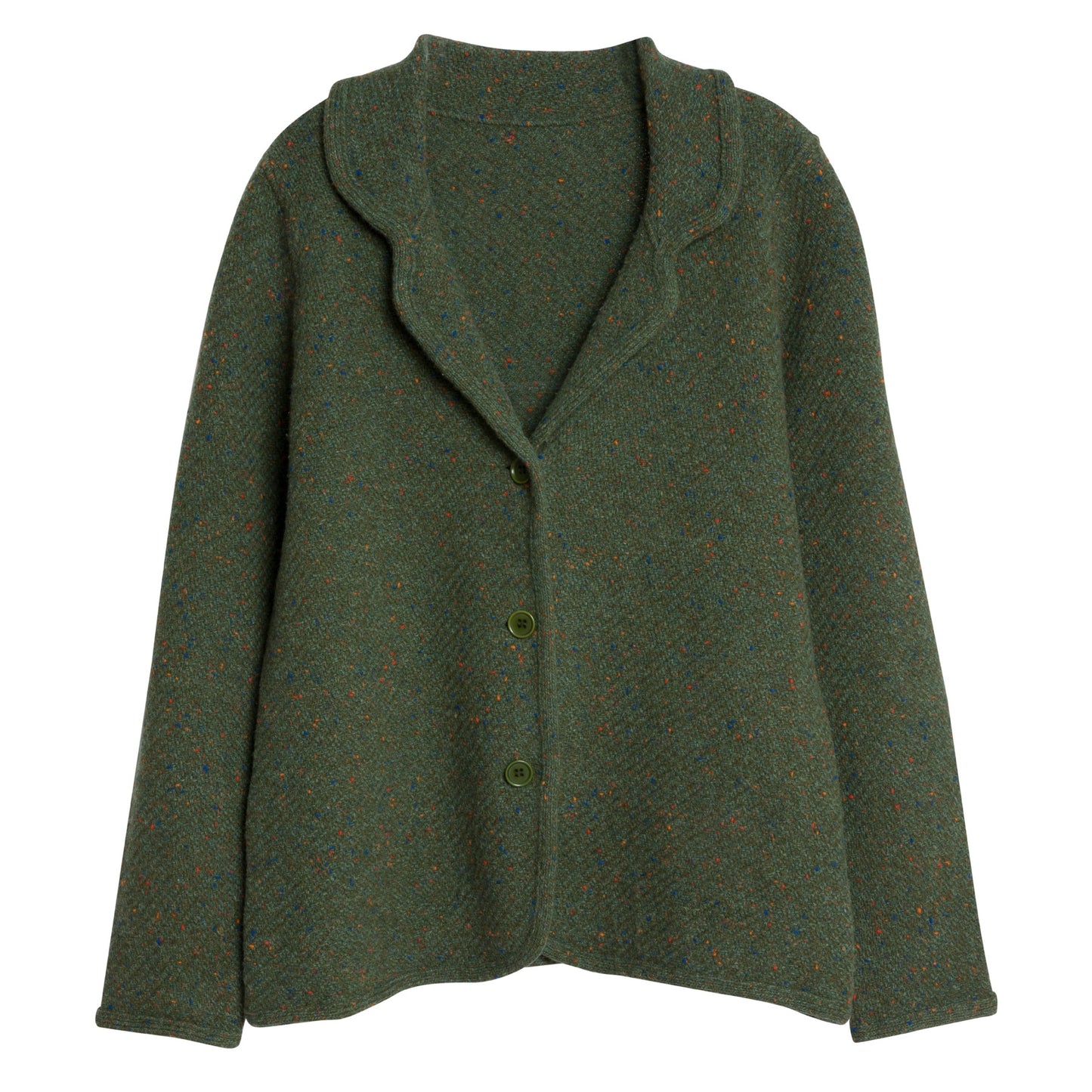 Chevron Tweed Knit Bias Bound Cloverleaf Cardigan