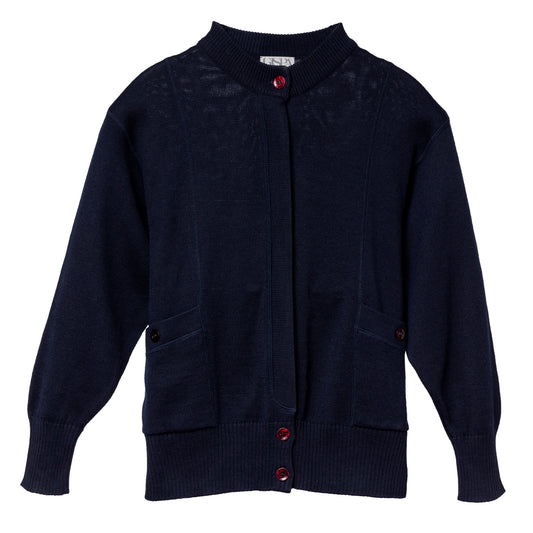 Single Knit Wool Blend Cuff Sleeve Cardigan