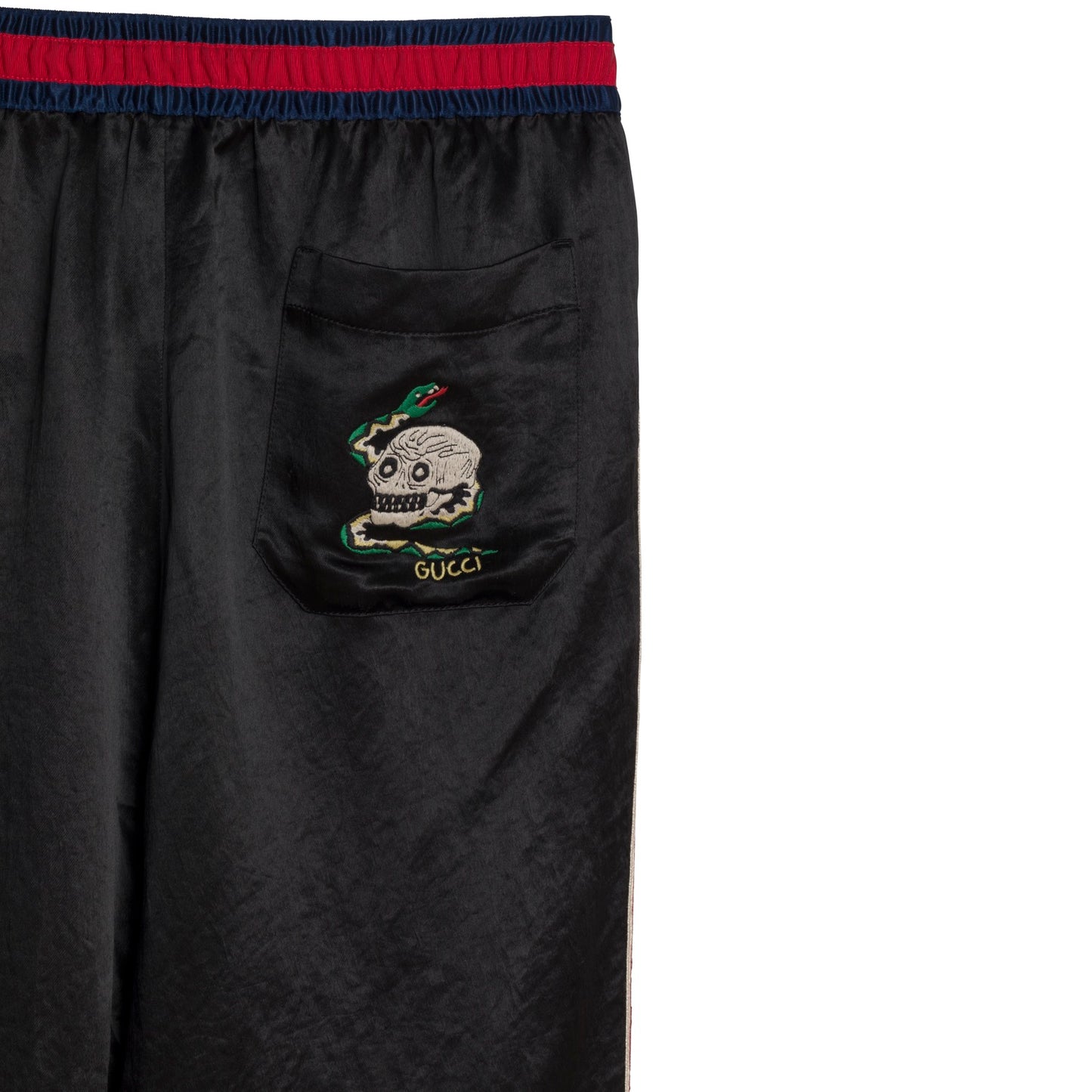 Satin Weave Acatate Embroidered Grosgrain Stripe Joggers