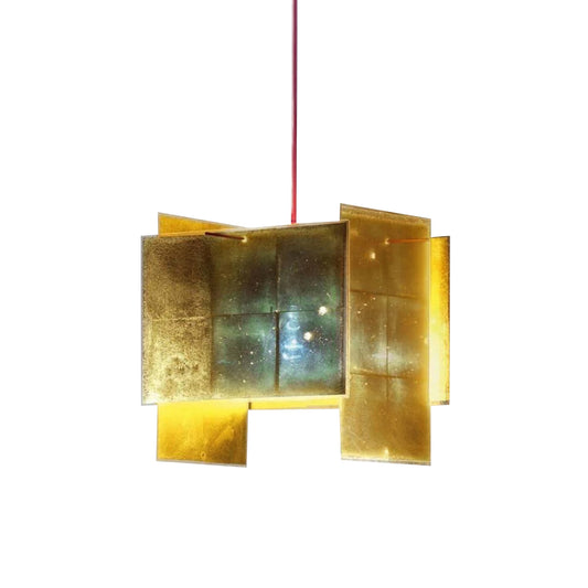 24 Karat Blau Pendant Lamp, Gold Leaf Acrylic Panel