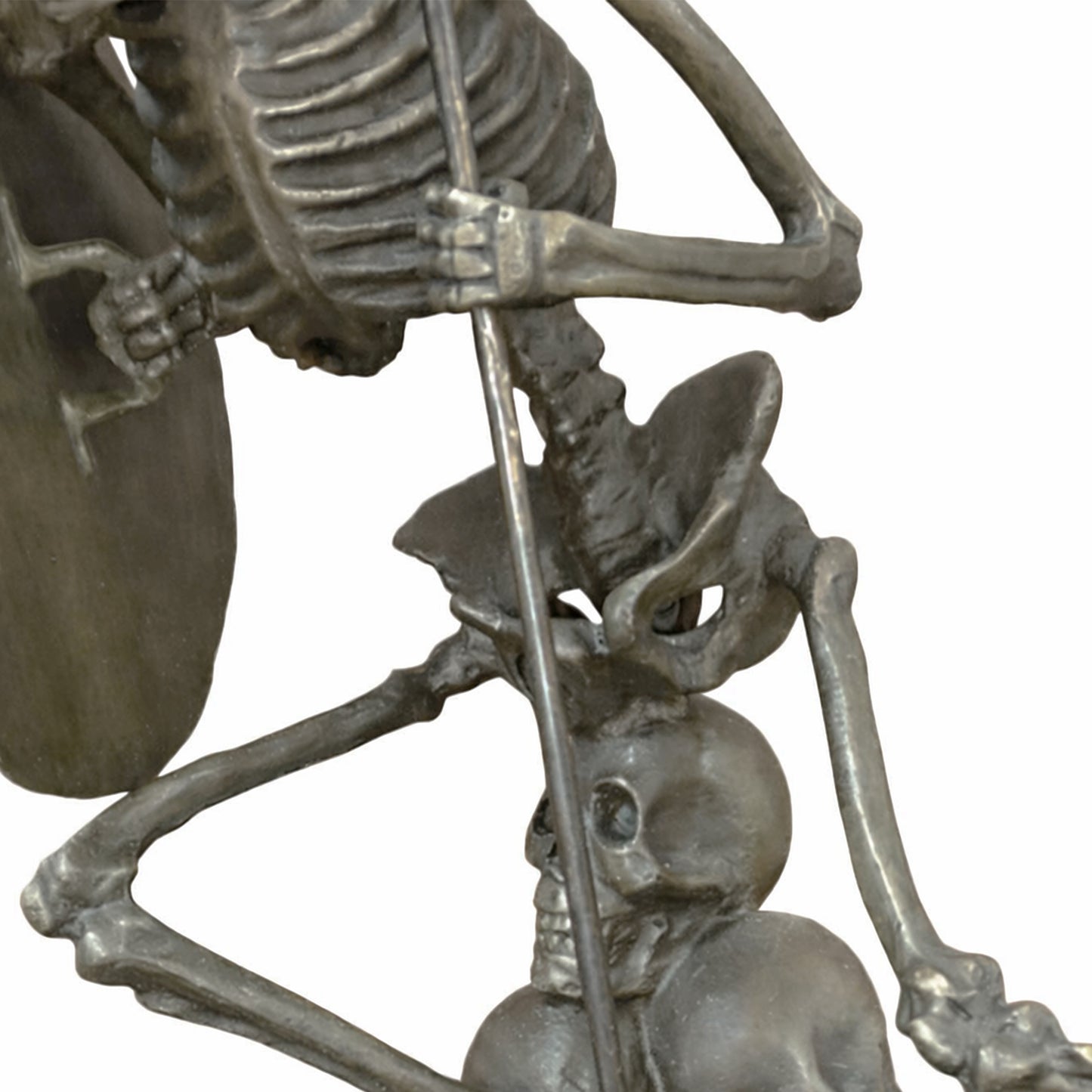 Figural Skeleton, Cast Metal Sculptural Relief on Marble Base