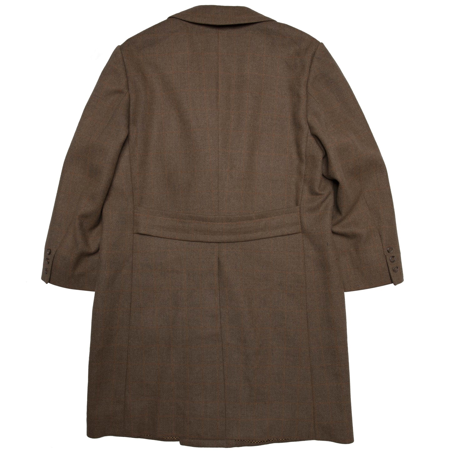 Overcheck Herringbone Tweed Virgin Wool Polo Coat
