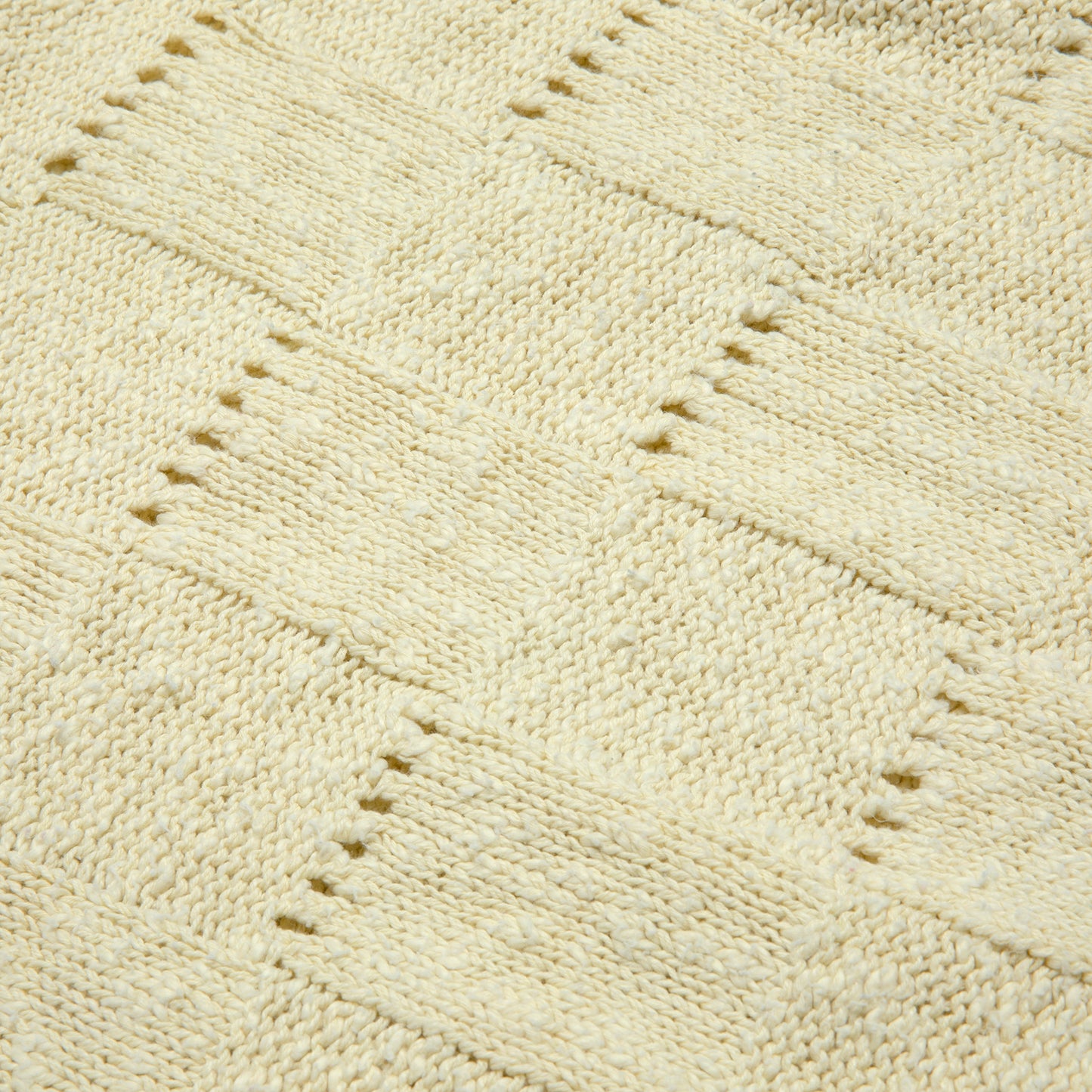 Slub Yarn Open Eyelet Checkerboard Pullover Sweater