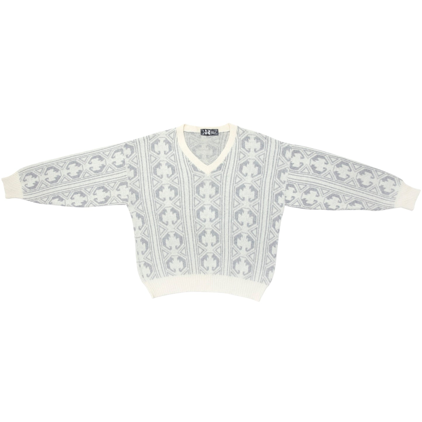 70s Lusekofte Jacquard Knit V Neck Jumper