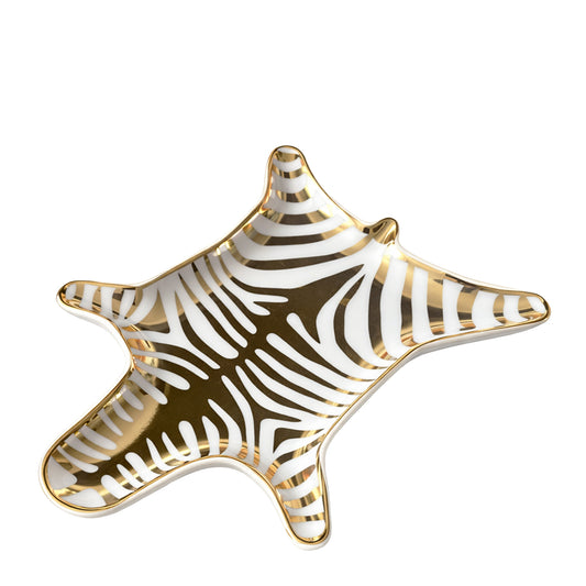 Trinket Dish, Zebra Pelt, Molded Porcelain with Metallic Ground