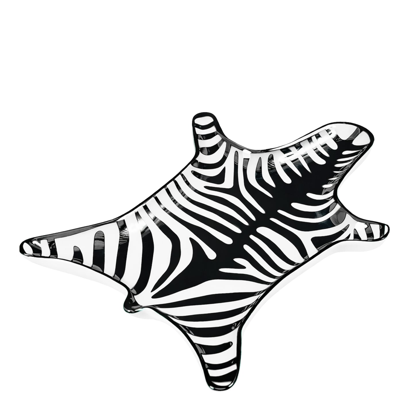 Trinket Dish, Zebra Pelt, Molded Porcelain with Black Graphic Overglaze
