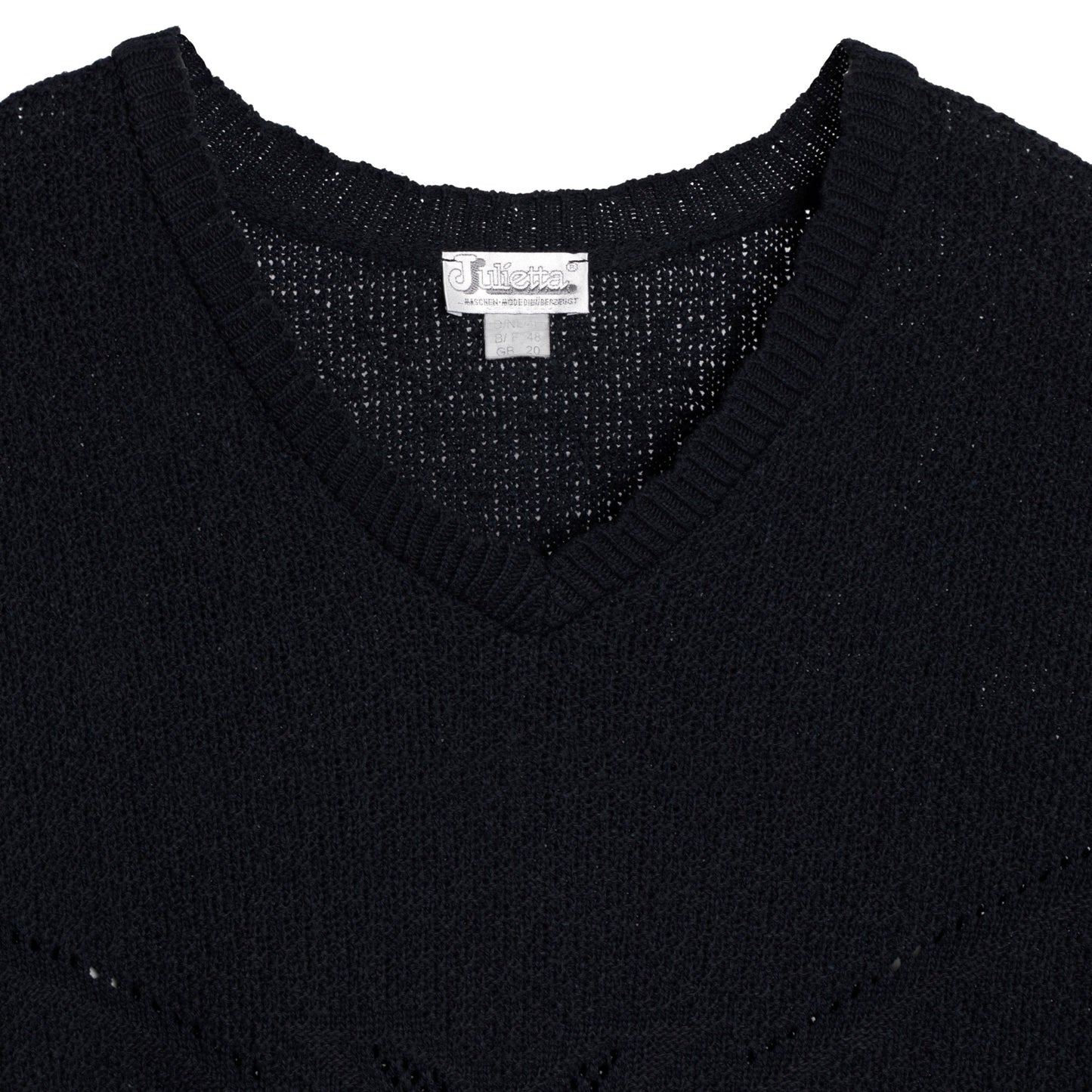 Open Eyelet Crepe Knit Scalloped T Sweater