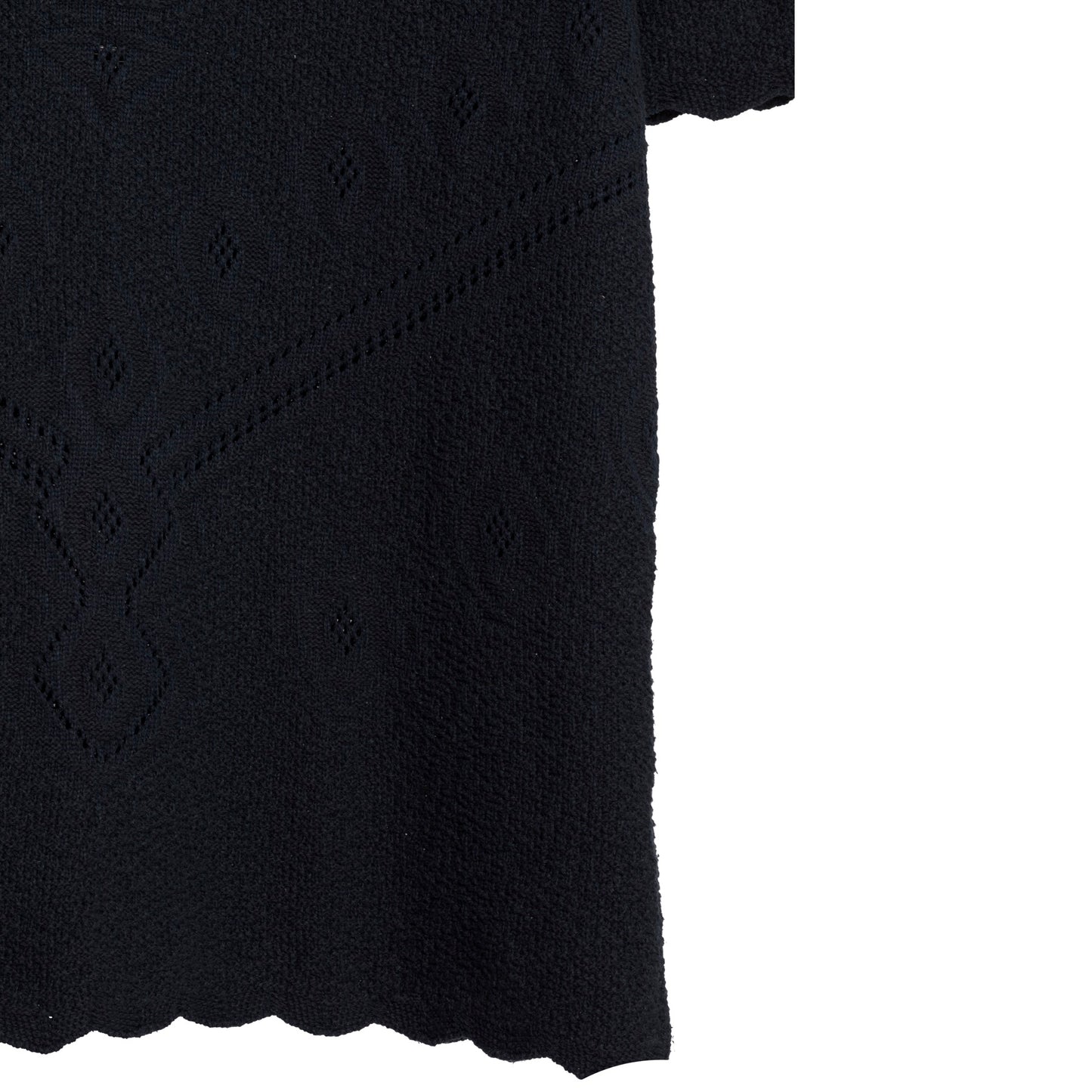 Open Eyelet Crepe Knit Scalloped T Sweater