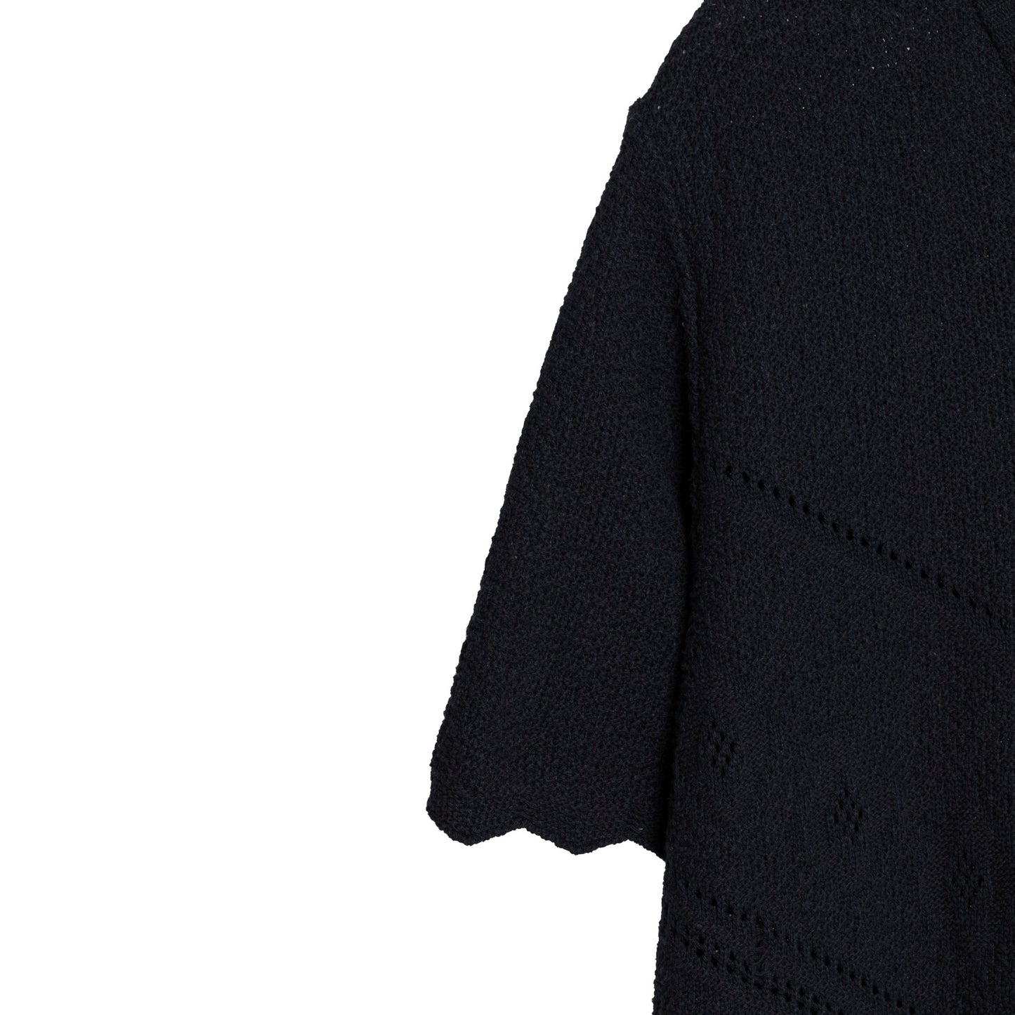 Open Eyelet Crepe Knit Scalloped T Sweater