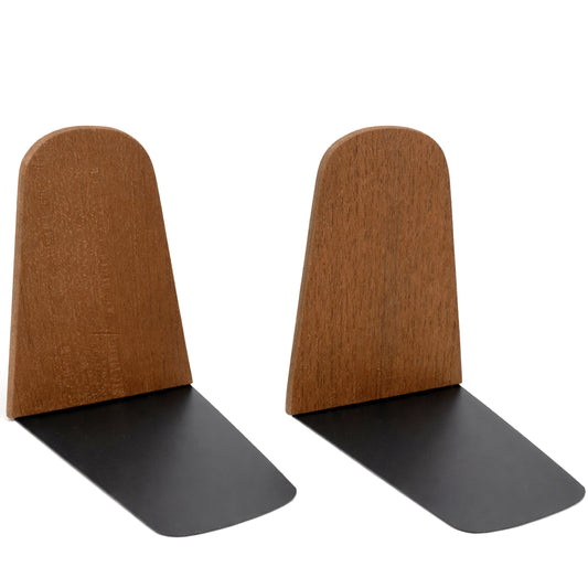 Feldballe Møbelfabrik, Solid Teak Bookends, Arched Slab Form with Black Steel Plate Base