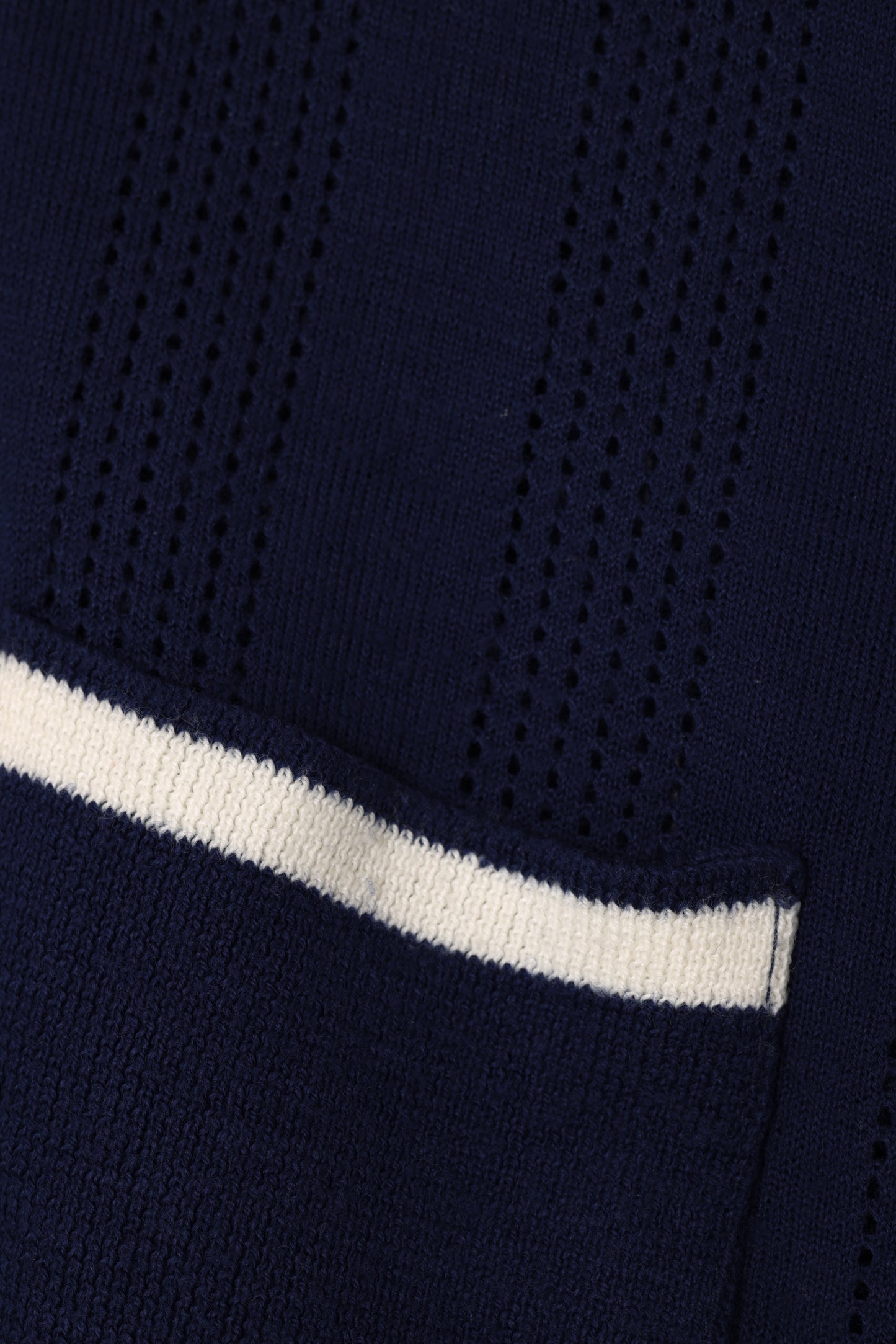 1960s, Pointelle Knit Riviera Polo with Talon Zip, Tipped Collar, Eyelet Columns