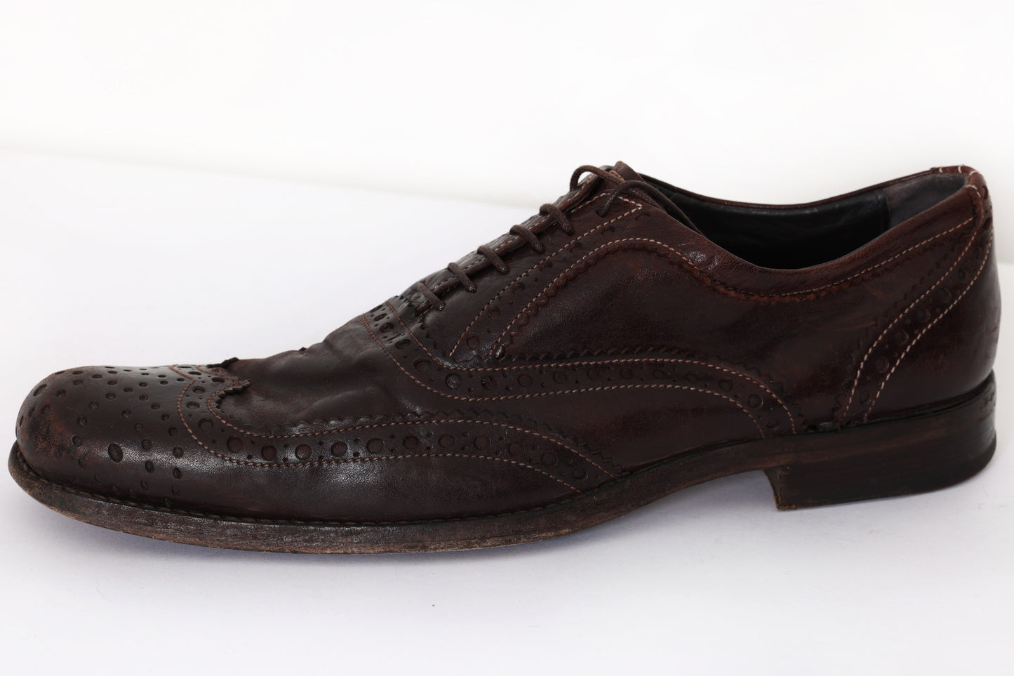 Late-2000s, Italian Full Brogue Oxford in Hand-Dyed Crust Calfskin