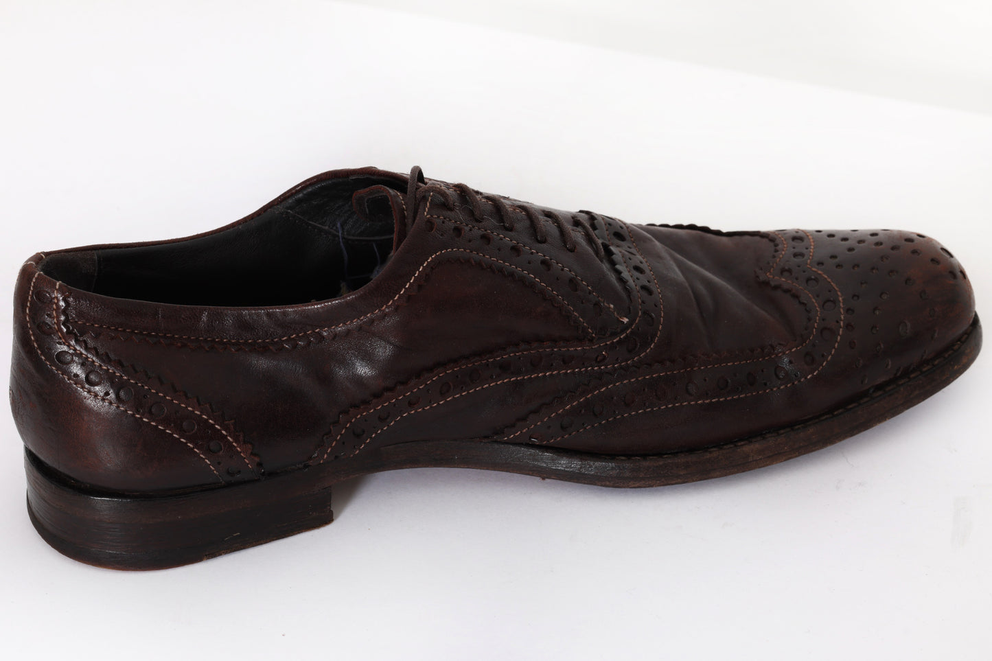 Late-2000s, Italian Full Brogue Oxford in Hand-Dyed Crust Calfskin