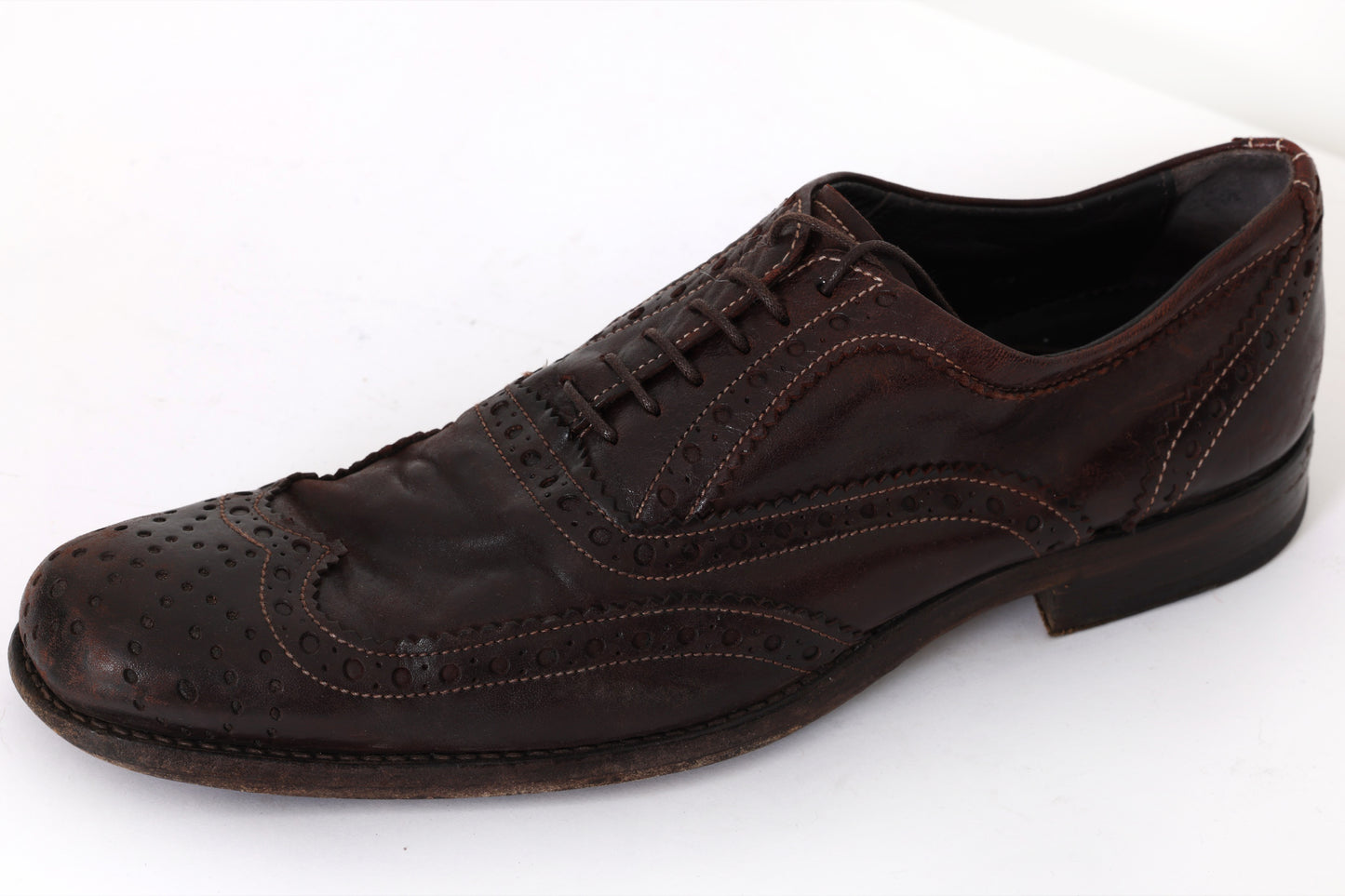 Late-2000s, Italian Full Brogue Oxford in Hand-Dyed Crust Calfskin