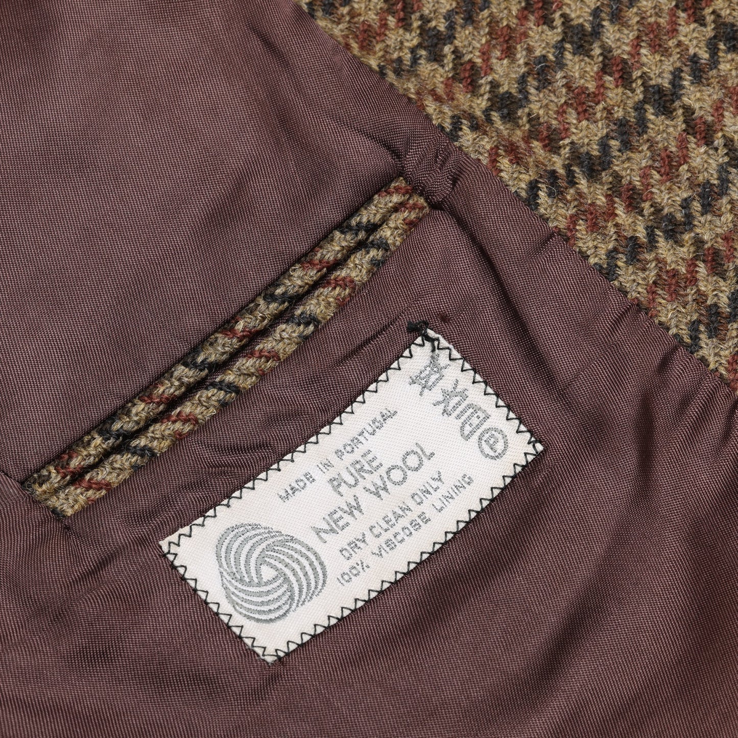 Vintage, 1980s, Woolmark, Rough-Spun Houndstooth Tweed