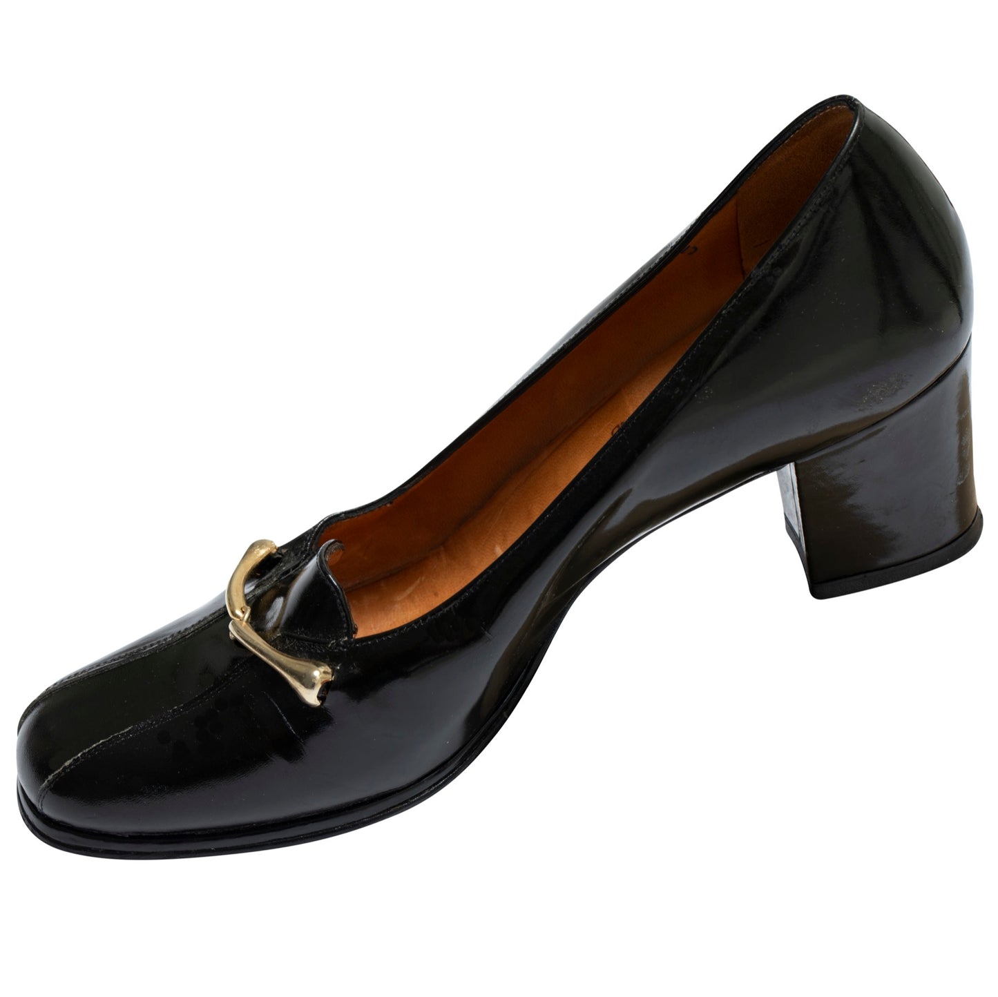 70s, Loafer-Pump Hybrid, Squared Vamp, Gold Horsebit, Equestrian