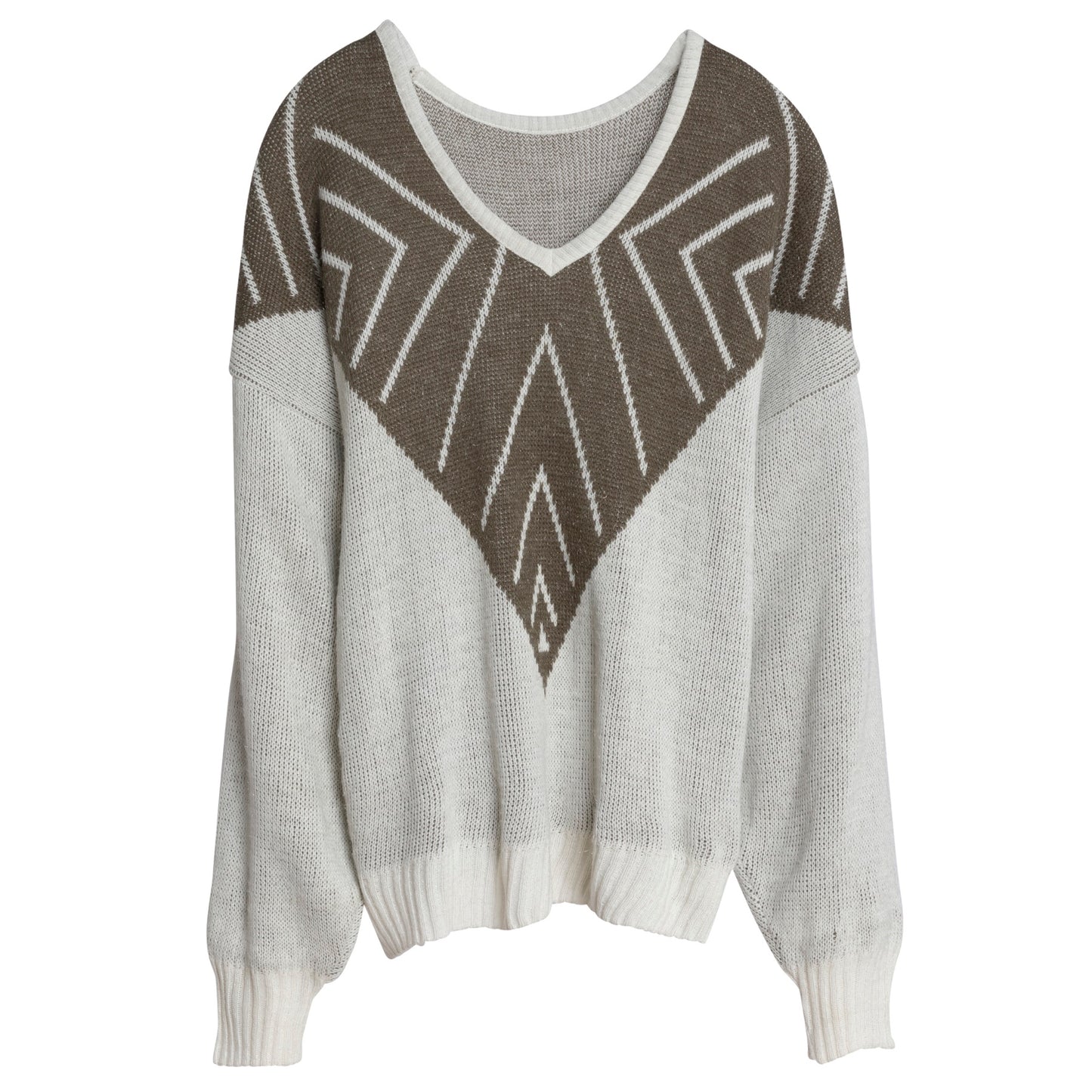 LYS Yarn Single Knit Fair Isle V Neck Jumper