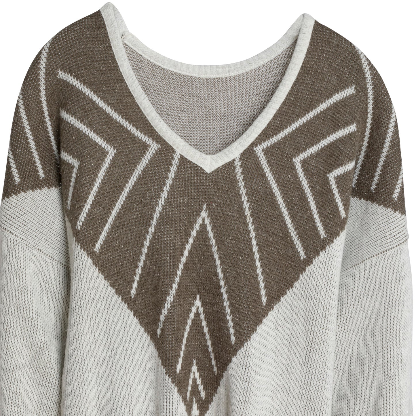 LYS Yarn Single Knit Fair Isle V Neck Jumper