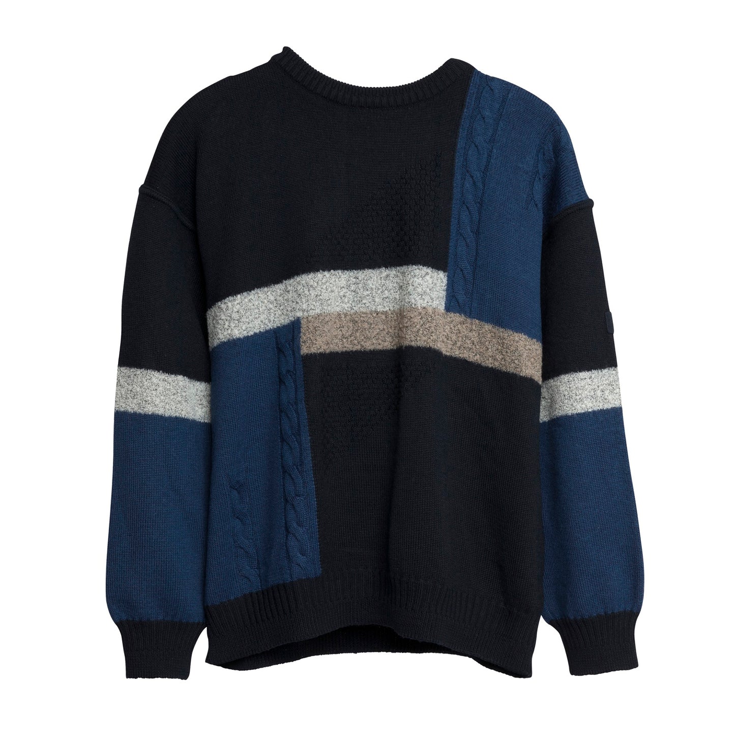 Wool Cable Basketweave Panel Knit Drop Shoulder Jumper