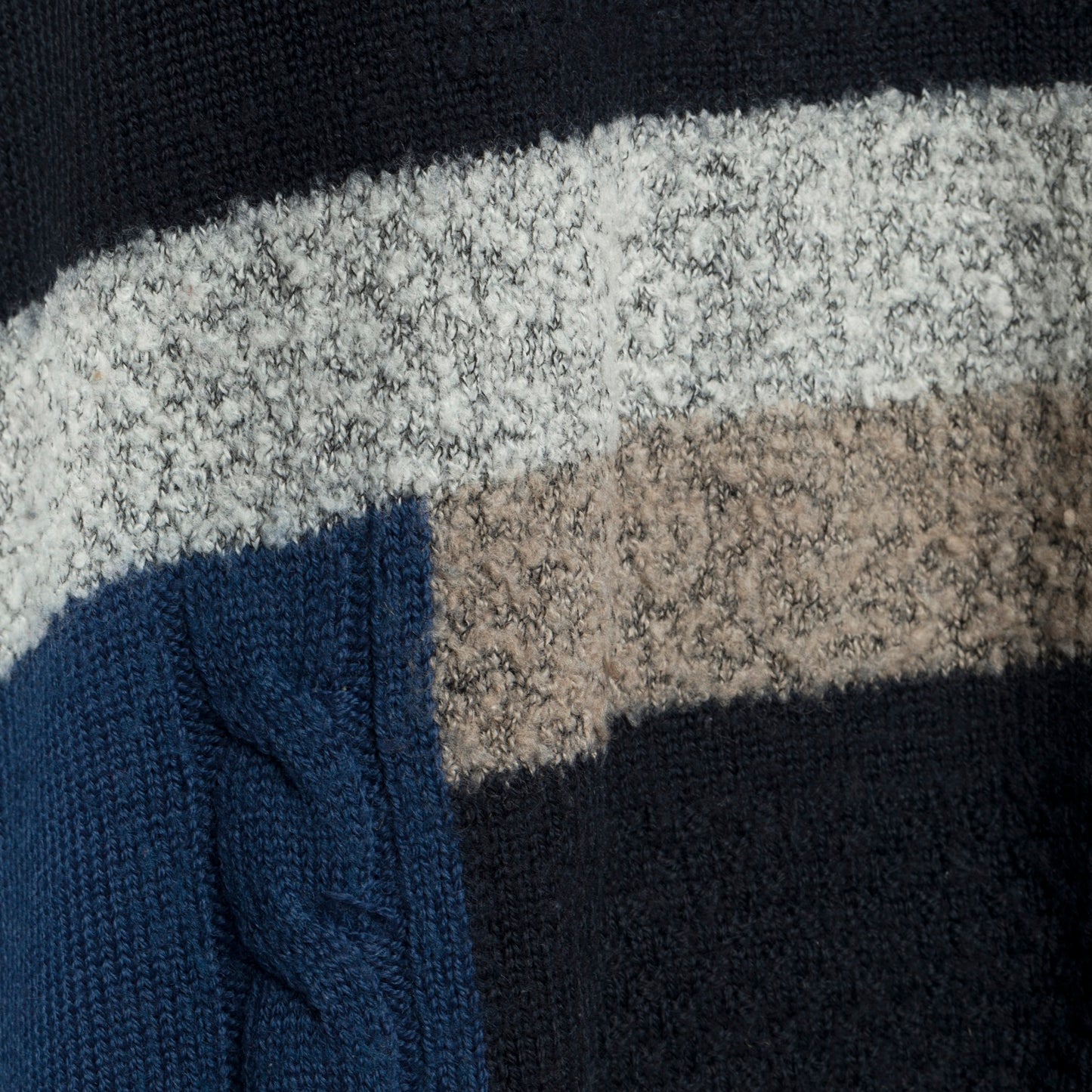 Wool Cable Basketweave Panel Knit Drop Shoulder Jumper