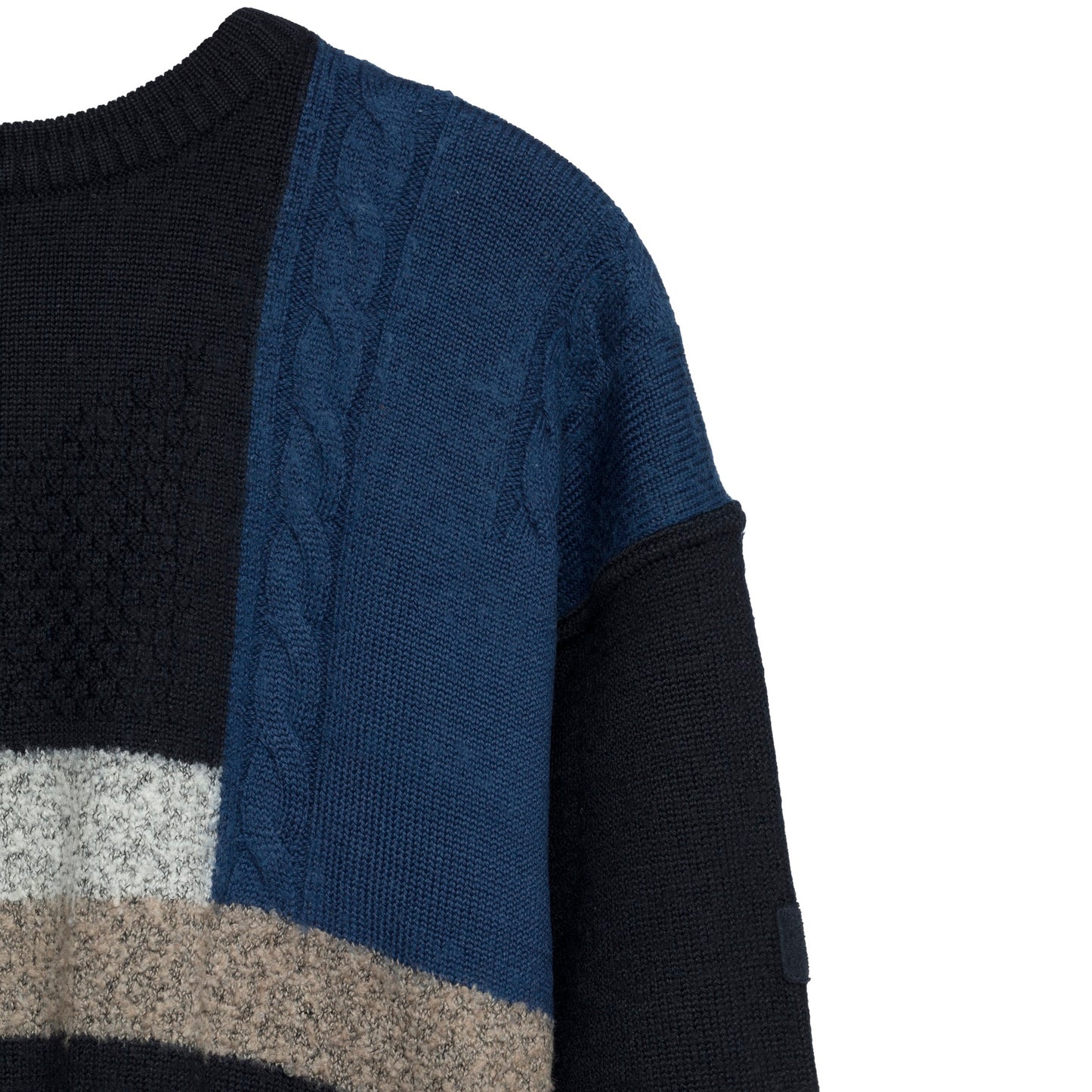Wool Cable Basketweave Panel Knit Drop Shoulder Jumper