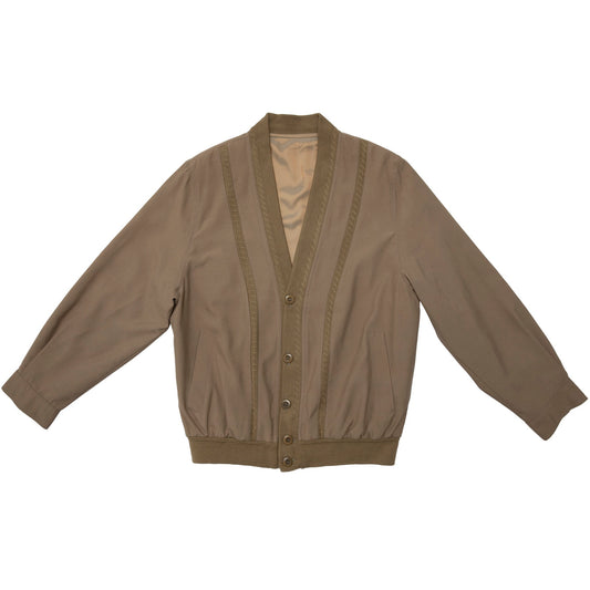 70s Herringbone Knit Trim Cardigan Jacket