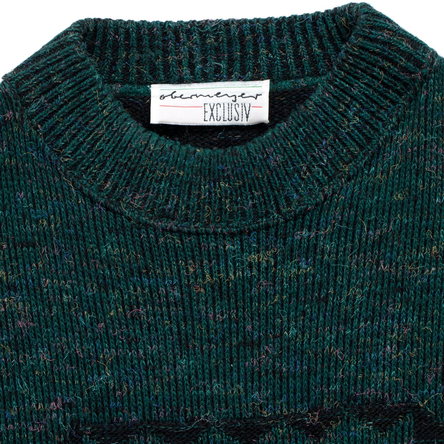 Intarsia Melange Wool 1x1 Rib Knit Studded Jumper